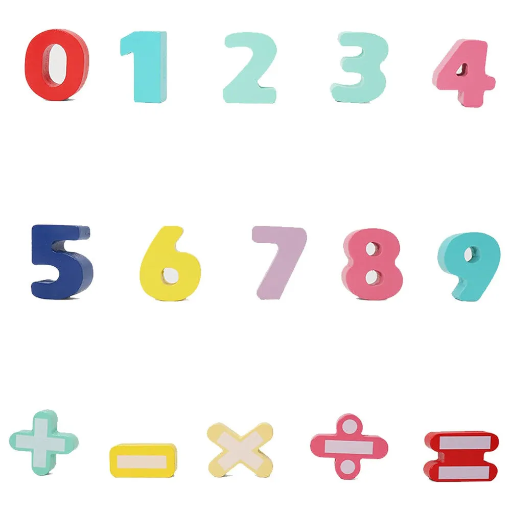 LEO & FRIENDS Colorful Wooden Chunky Number Math Puzzle - 26 Pieces, Learning Toy