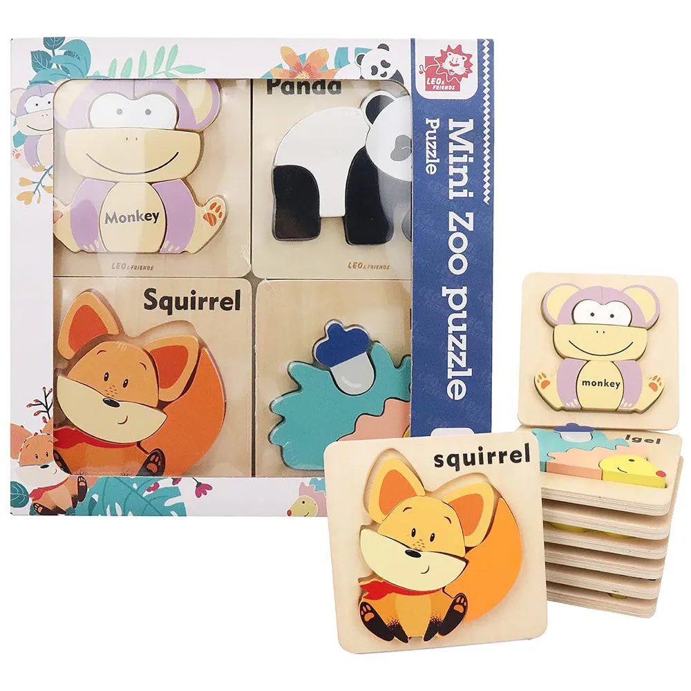 LEO & FRIENDS Mini Zoo 25pc Wooden Puzzle Set