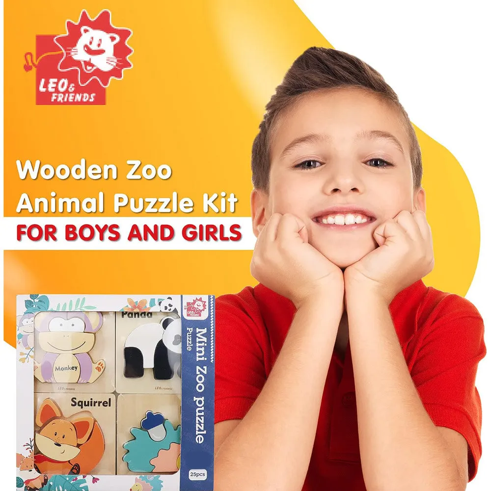 LEO & FRIENDS Mini Zoo 25pc Wooden Puzzle Set