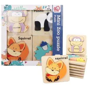 LEO & FRIENDS Mini Zoo 25pc Wooden Puzzle Set