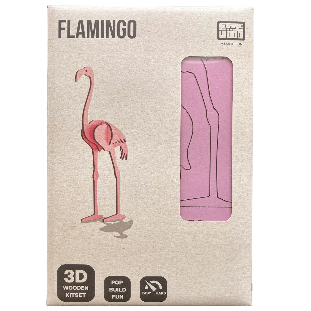 Little & Wood Flamingo Puzzle: 3D Pink Woodlet Kit