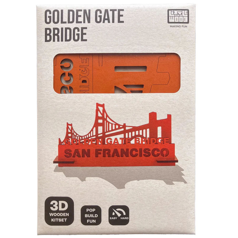 Little & Wood: Golden Gate Bridge 3D Wooden Puzzle Kit - Medium Orange