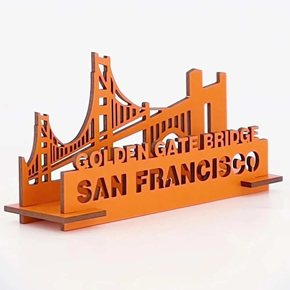 Little & Wood: Golden Gate Bridge 3D Wooden Puzzle Kit - Medium Orange
