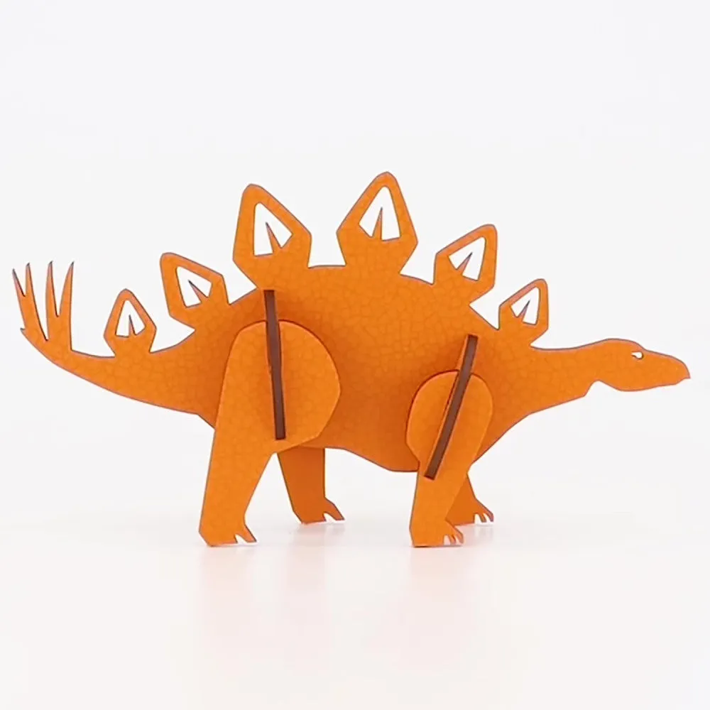 Little & Wood: Stegosaurus Orange 3D Wooden Puzzle Kit - Medium