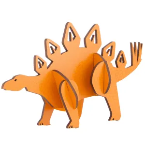 Little & Wood: Stegosaurus Orange 3D Wooden Puzzle Kit - Medium