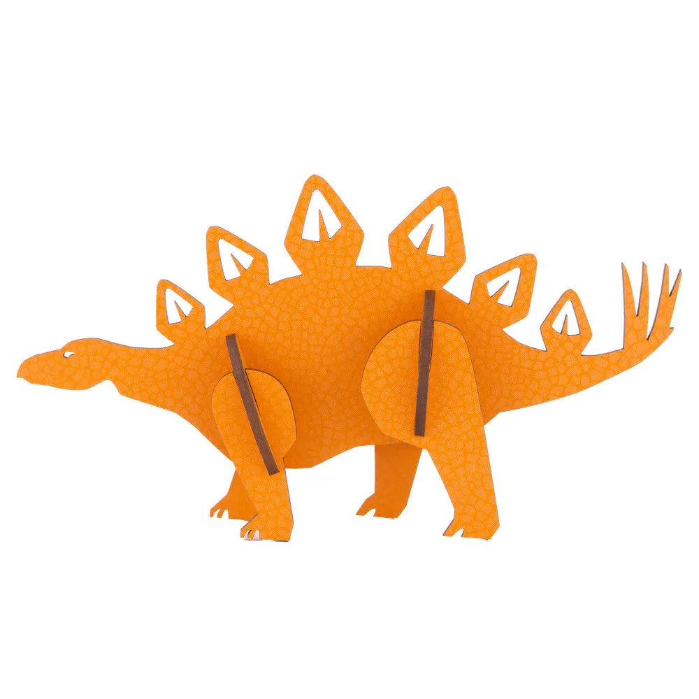 Little & Wood: Stegosaurus Orange 3D Wooden Puzzle Kit - Medium