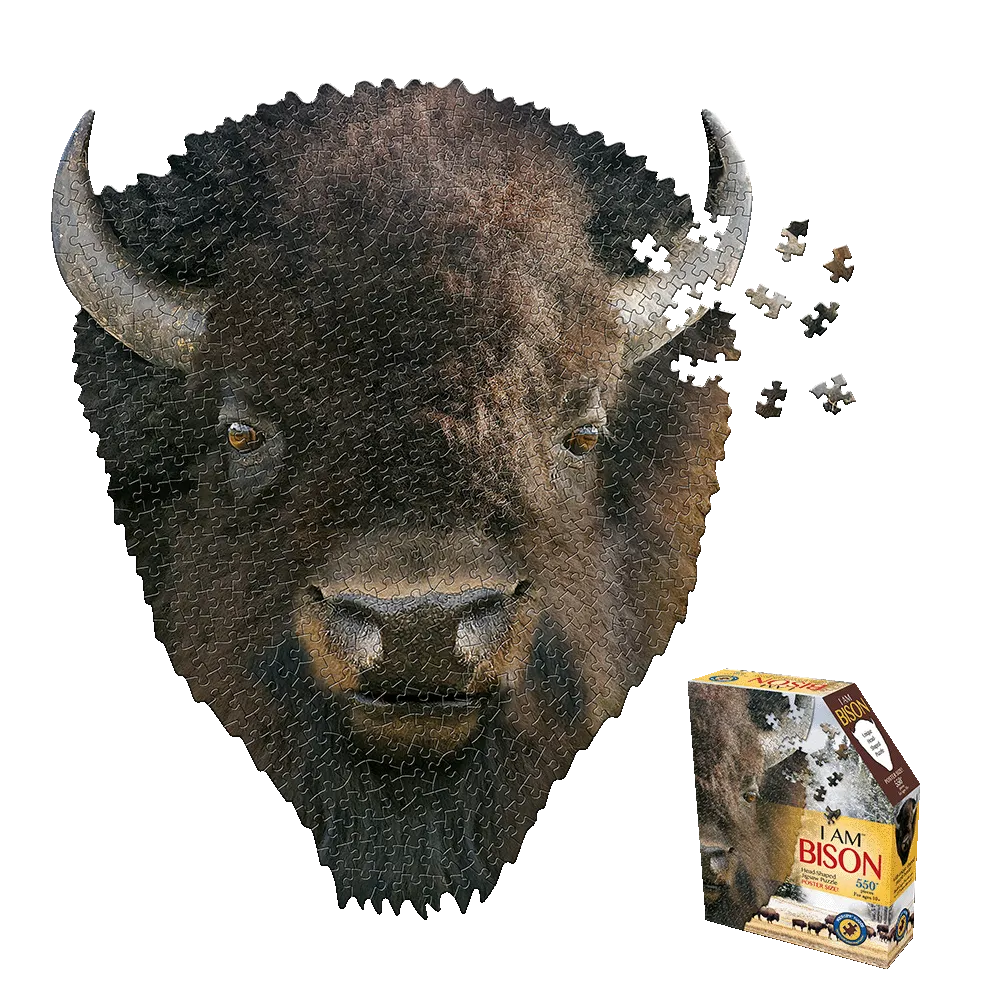 Madd Capp I AM BISON Unique Animal Head-Shaped Jigsaw Puzzle - 550 pc