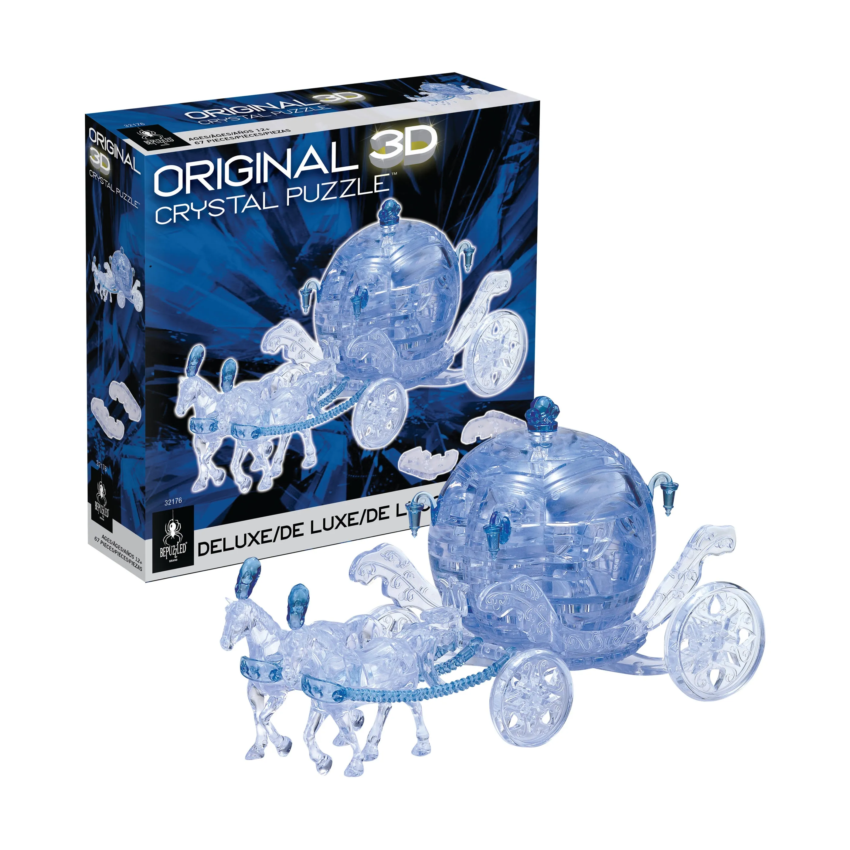 Majestic Blue Royal Carriage 3D Crystal Puzzle - 67 Pieces