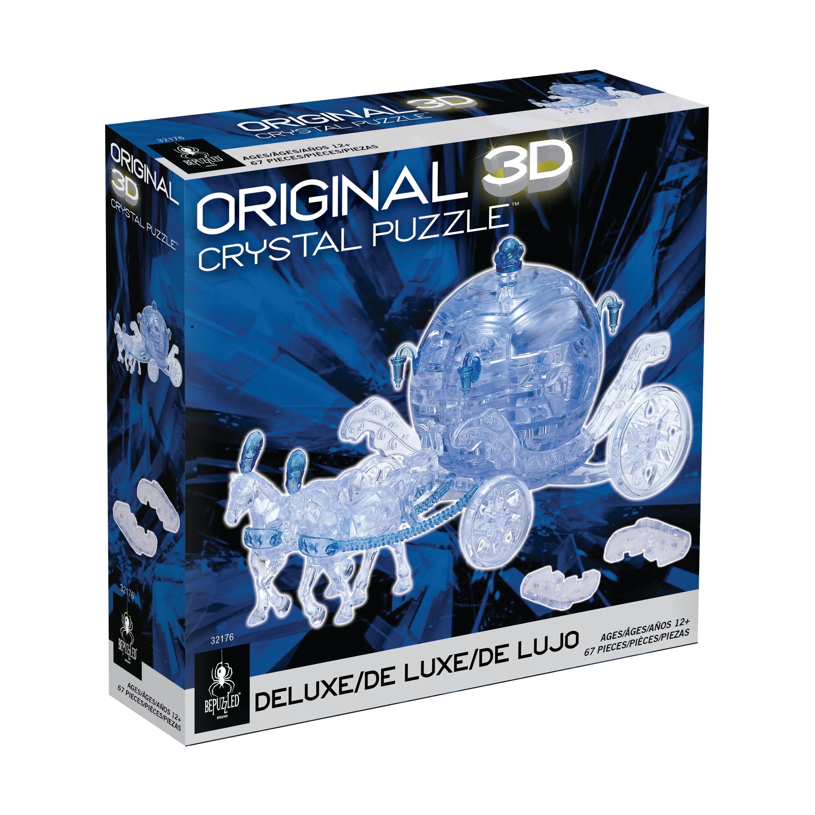 Majestic Blue Royal Carriage 3D Crystal Puzzle - 67 Pieces