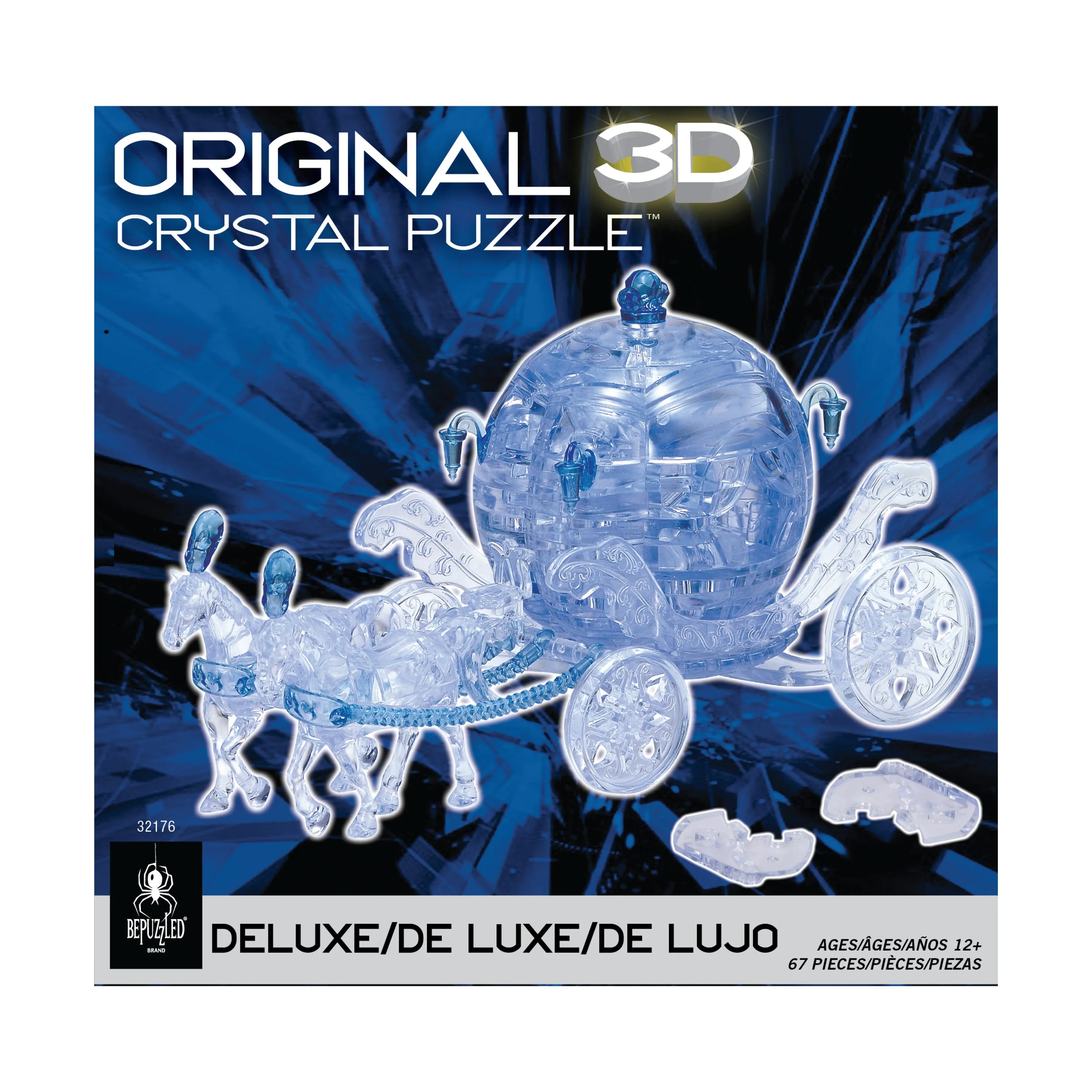 Majestic Blue Royal Carriage 3D Crystal Puzzle - 67 Pieces