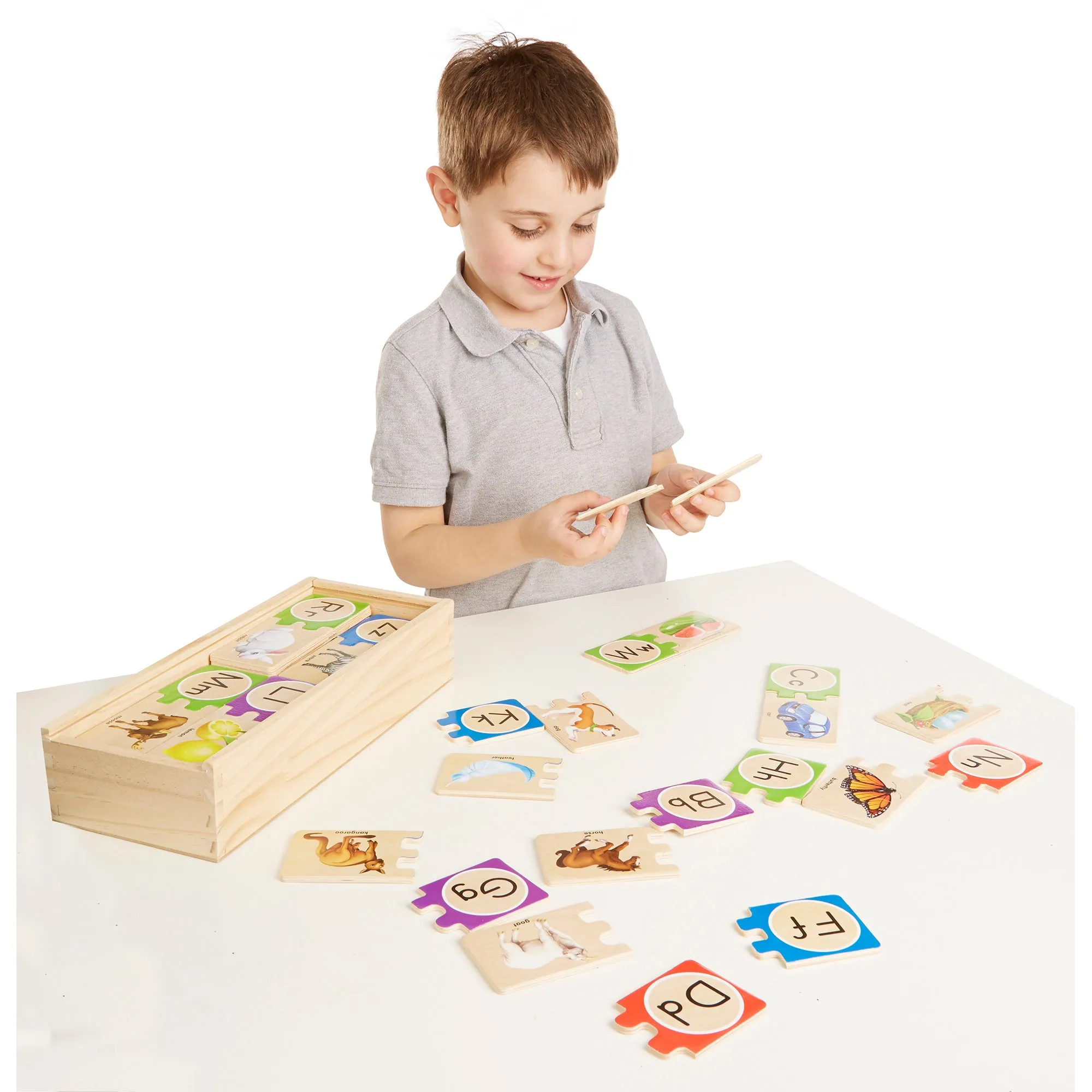 Melissa & Doug Alphabet Adventure Wooden Puzzle - Self-Correcting Letter Pieces