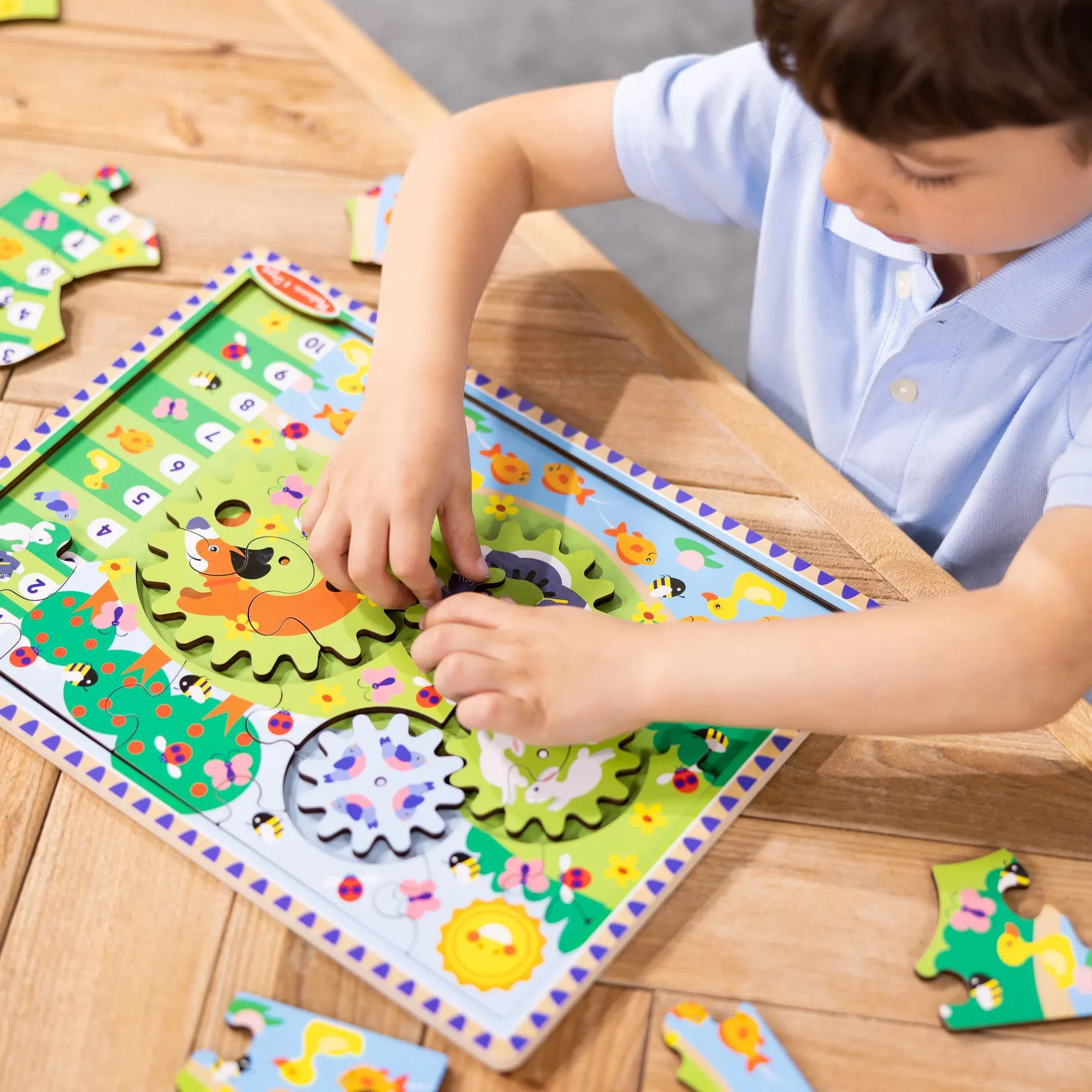 Melissa & Doug Animal Chase I-Spy Wooden Gear Puzzle - 24 pc