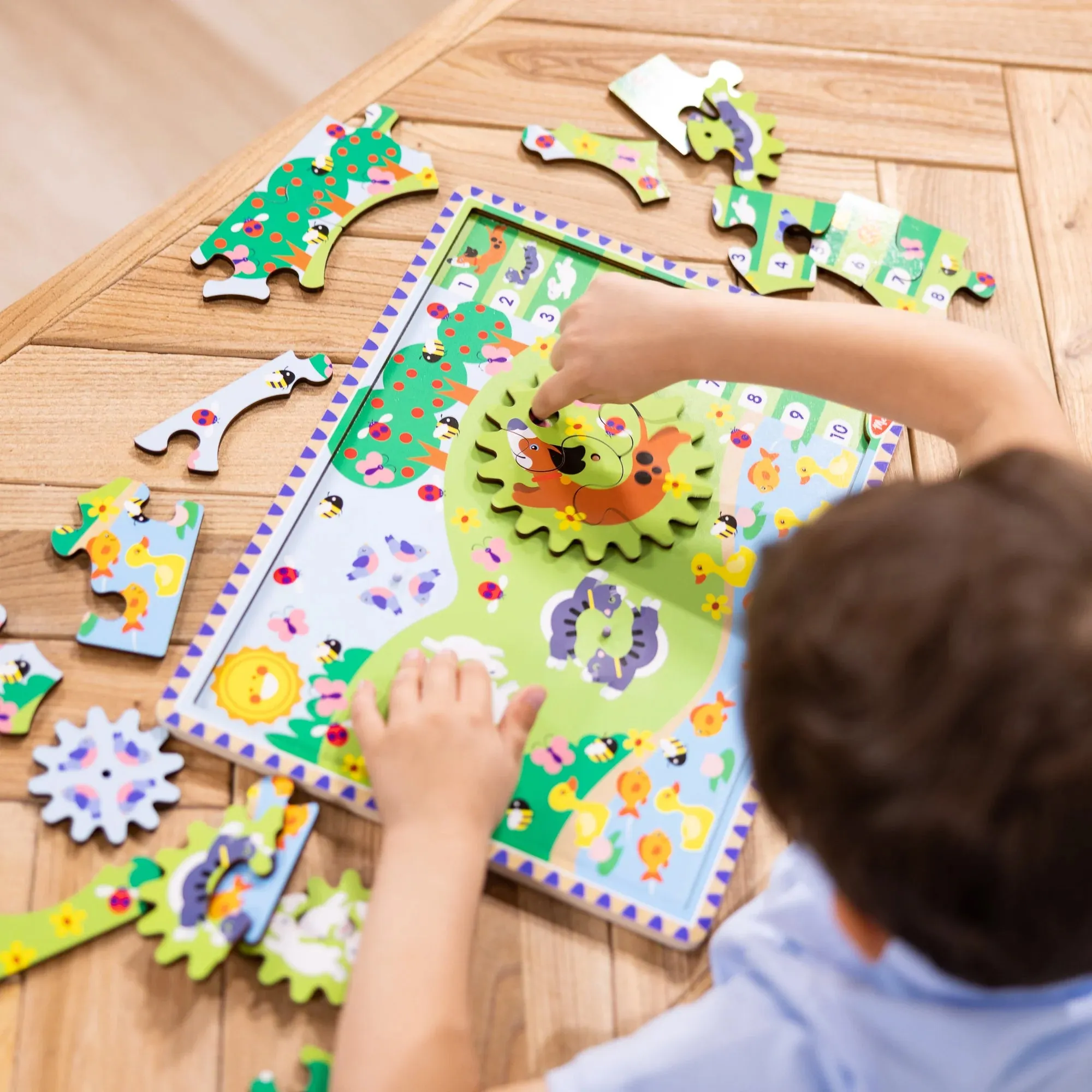 Melissa & Doug Animal Chase I-Spy Wooden Gear Puzzle - 24 pc