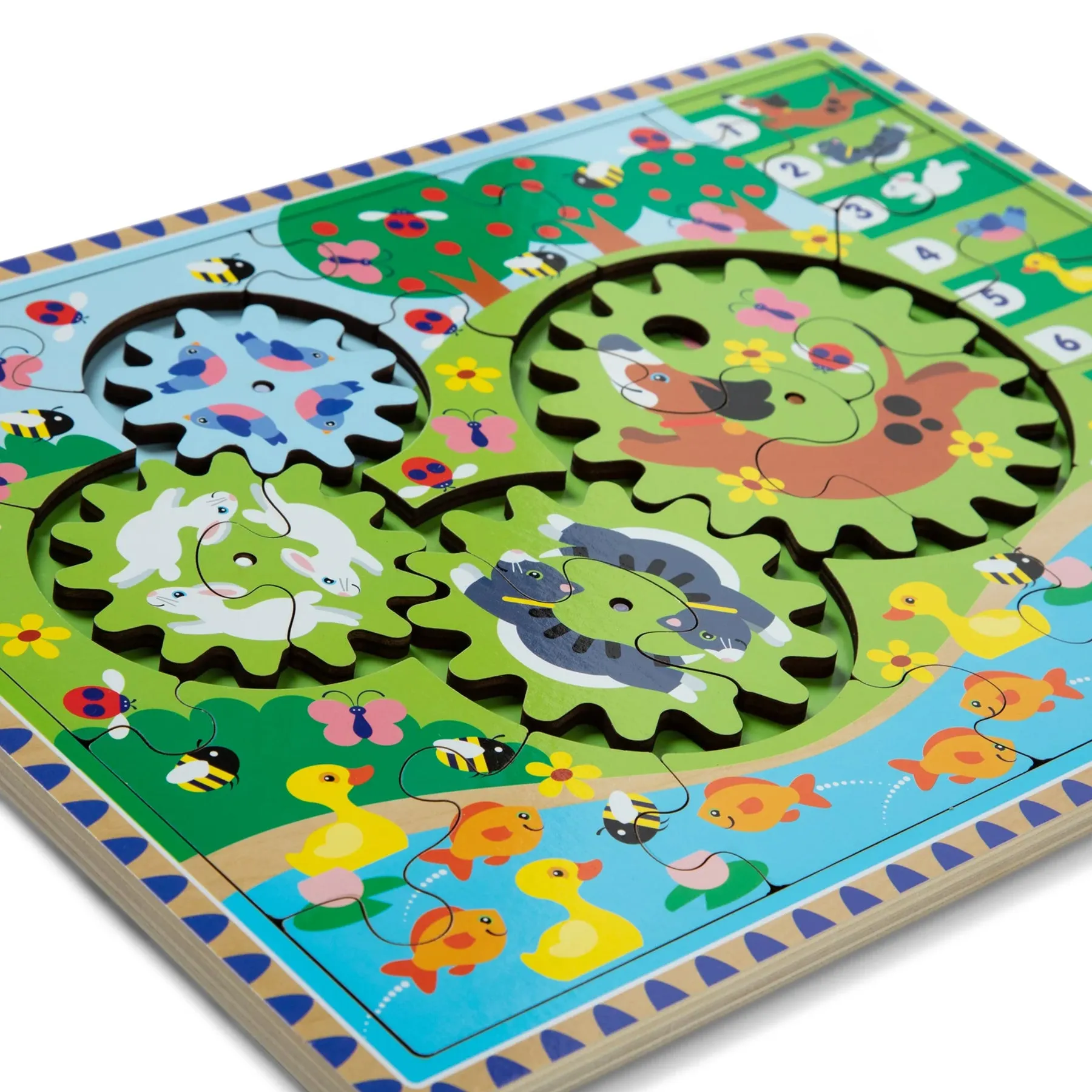 Melissa & Doug Animal Chase I-Spy Wooden Gear Puzzle - 24 pc