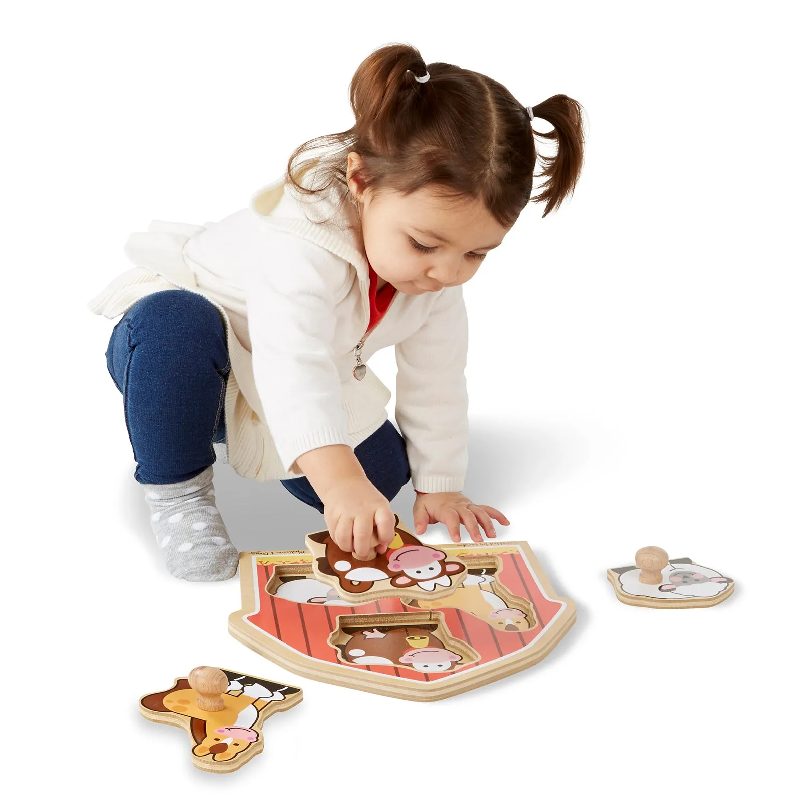 Melissa & Doug Barnyard Animals 3 pc Wooden Peg Puzzle