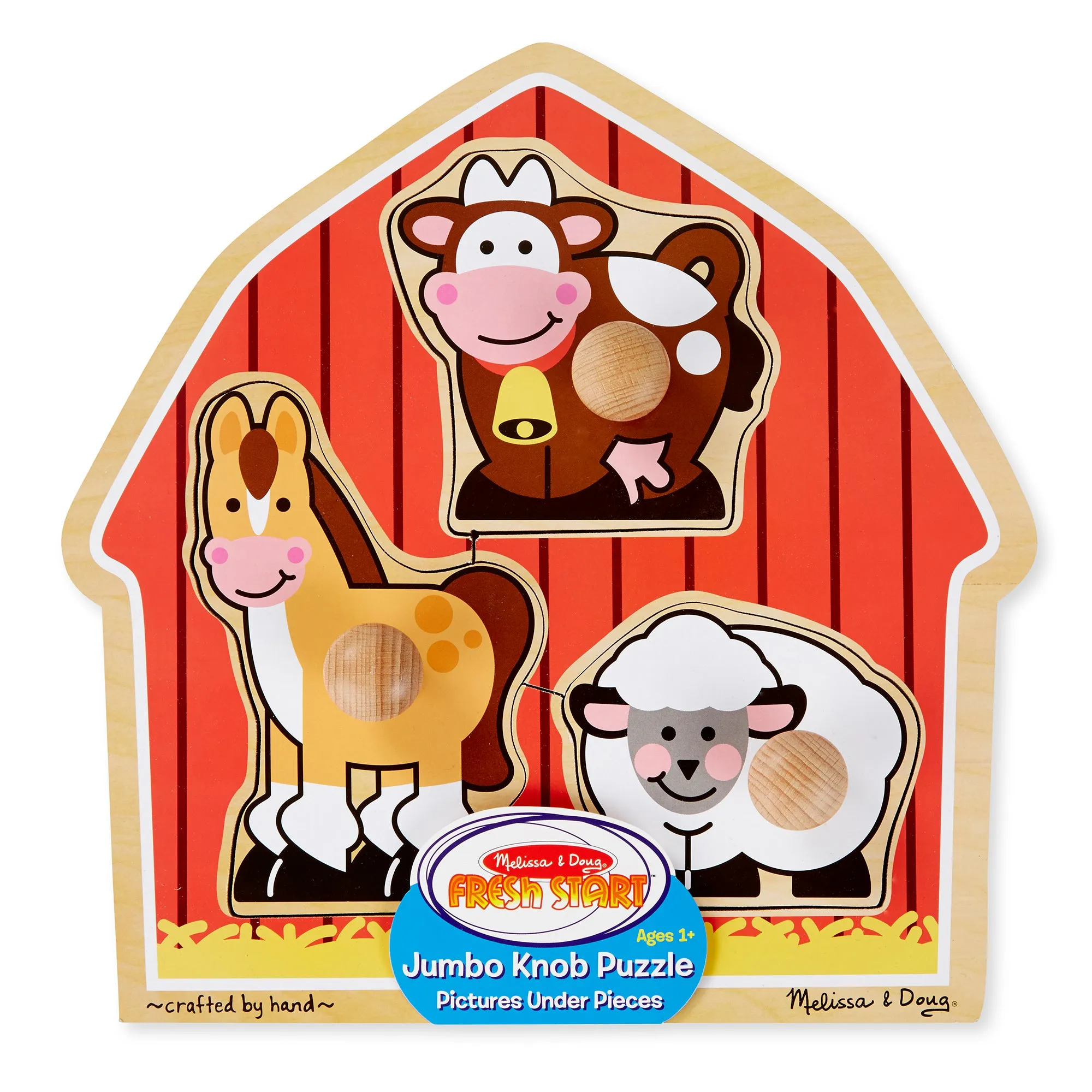 Melissa & Doug Barnyard Animals 3 pc Wooden Peg Puzzle