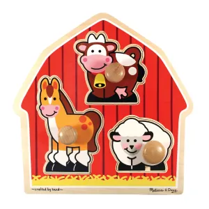 Melissa & Doug Barnyard Animals 3 pc Wooden Peg Puzzle