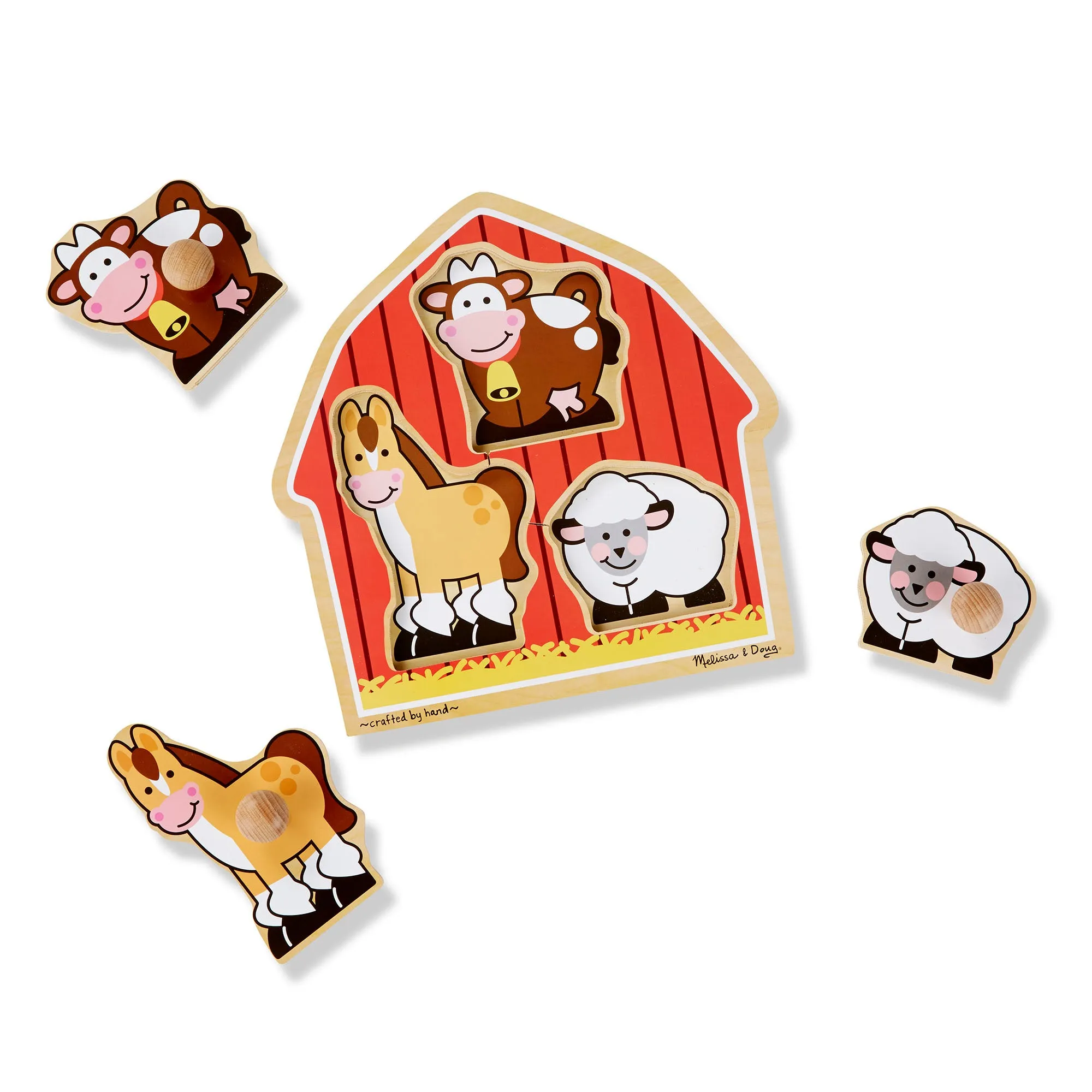 Melissa & Doug Barnyard Animals 3 pc Wooden Peg Puzzle