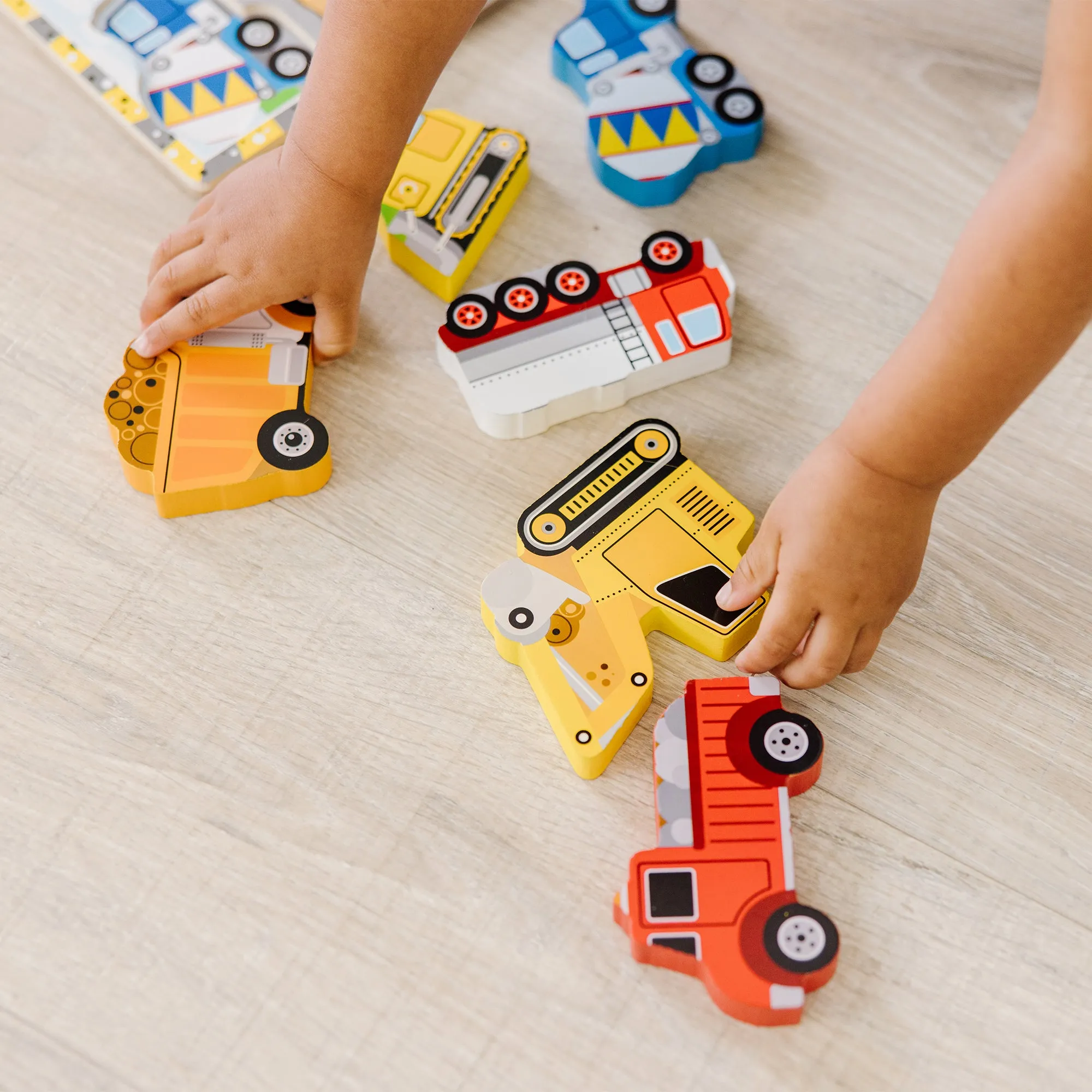 Melissa & Doug Construction Vehicles 6-Piece Wooden Chunky Puzzle