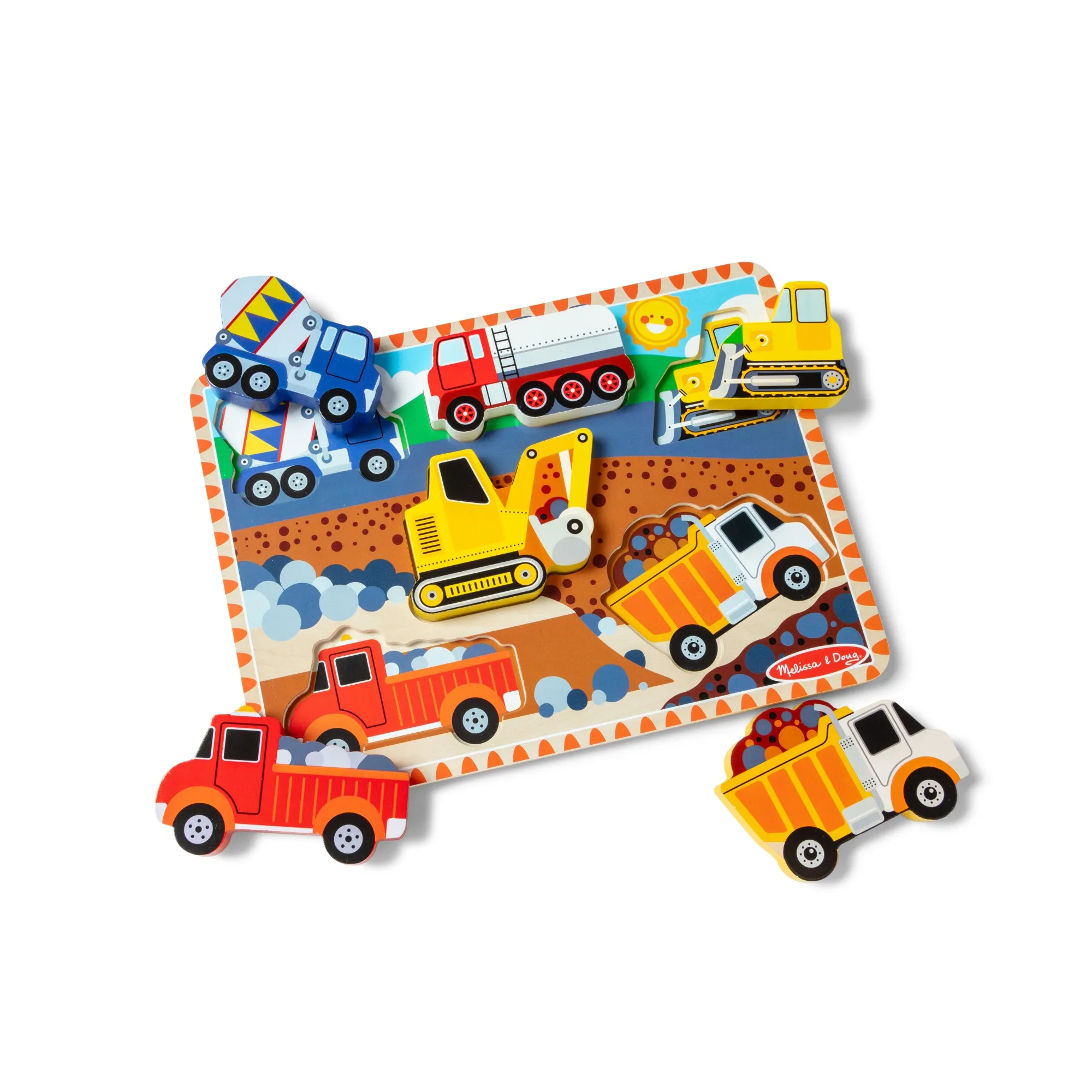 Melissa & Doug Construction Vehicles 6-Piece Wooden Chunky Puzzle