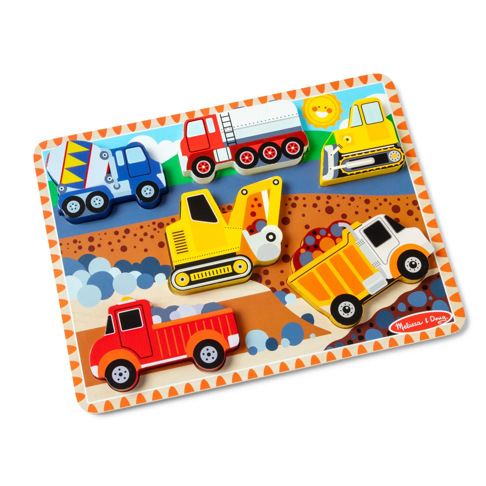 Melissa & Doug Construction Vehicles 6-Piece Wooden Chunky Puzzle