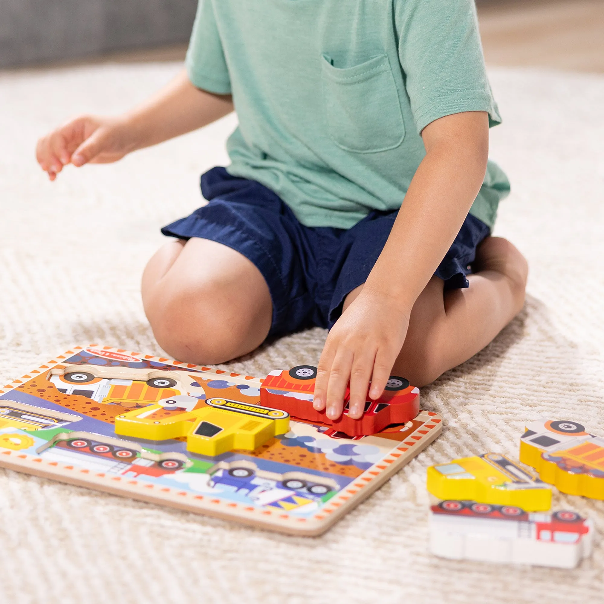 Melissa & Doug Construction Vehicles 6-Piece Wooden Chunky Puzzle
