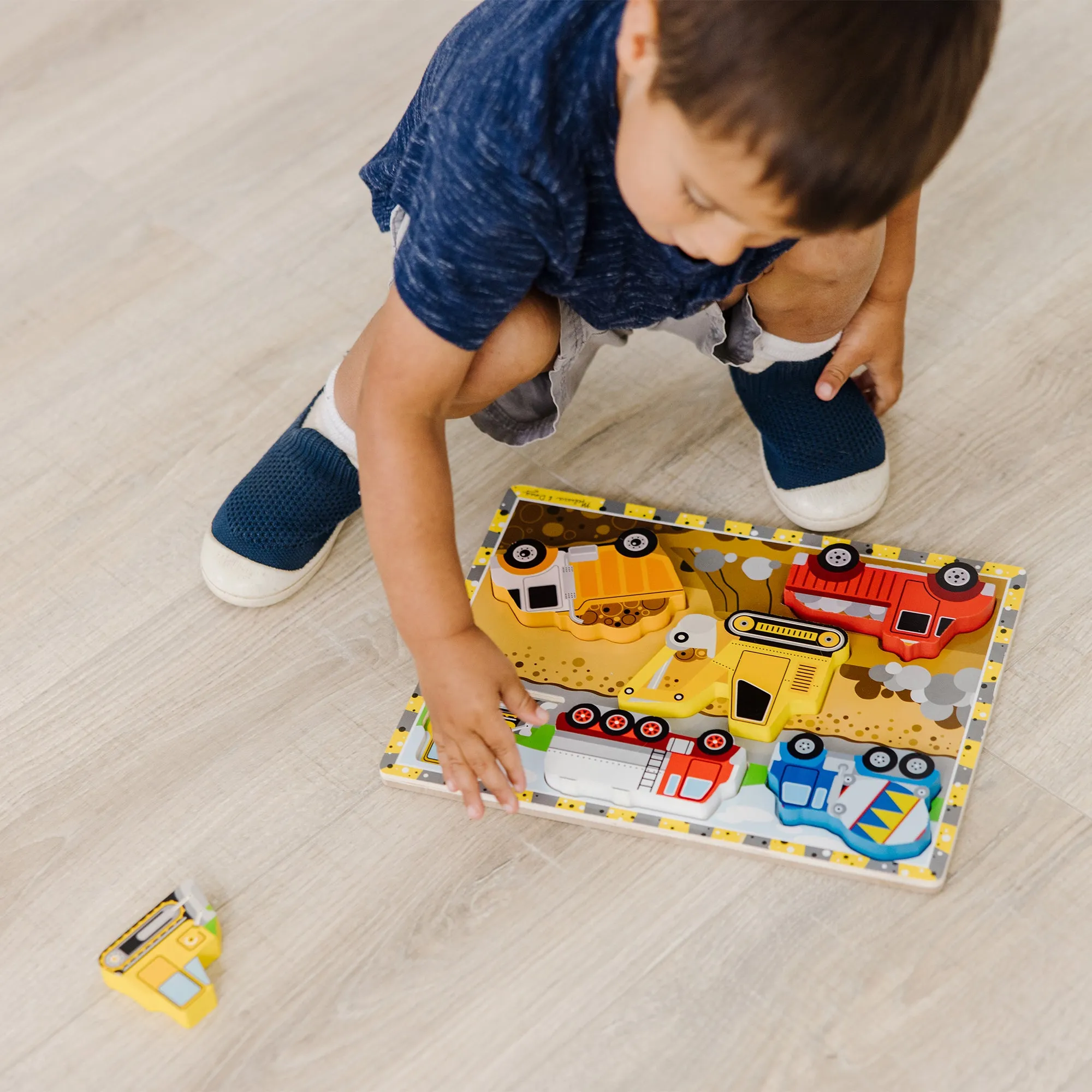 Melissa & Doug Construction Vehicles 6-Piece Wooden Chunky Puzzle