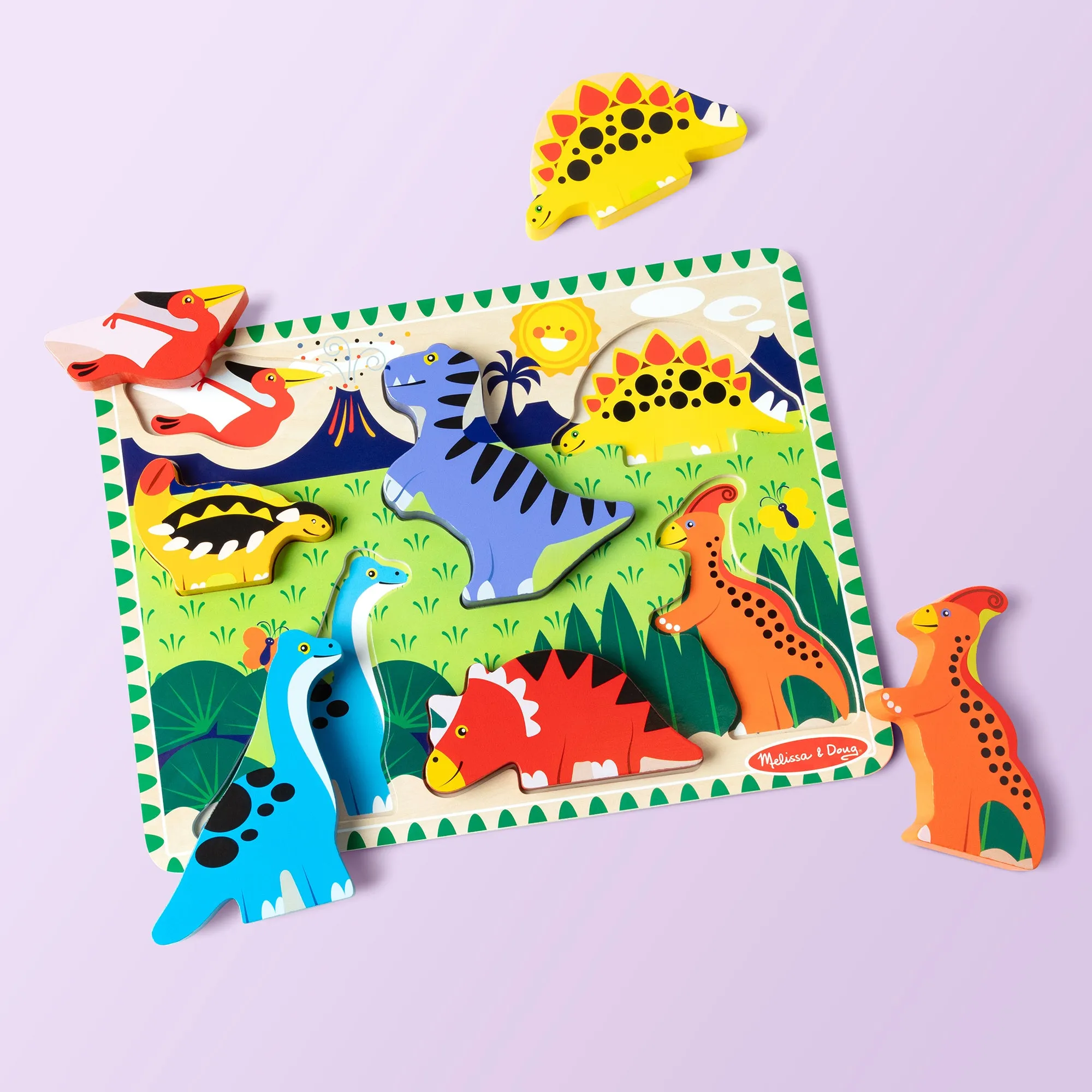 Melissa & Doug Dinosaur Theme 7-Piece Wooden Chunky Puzzle