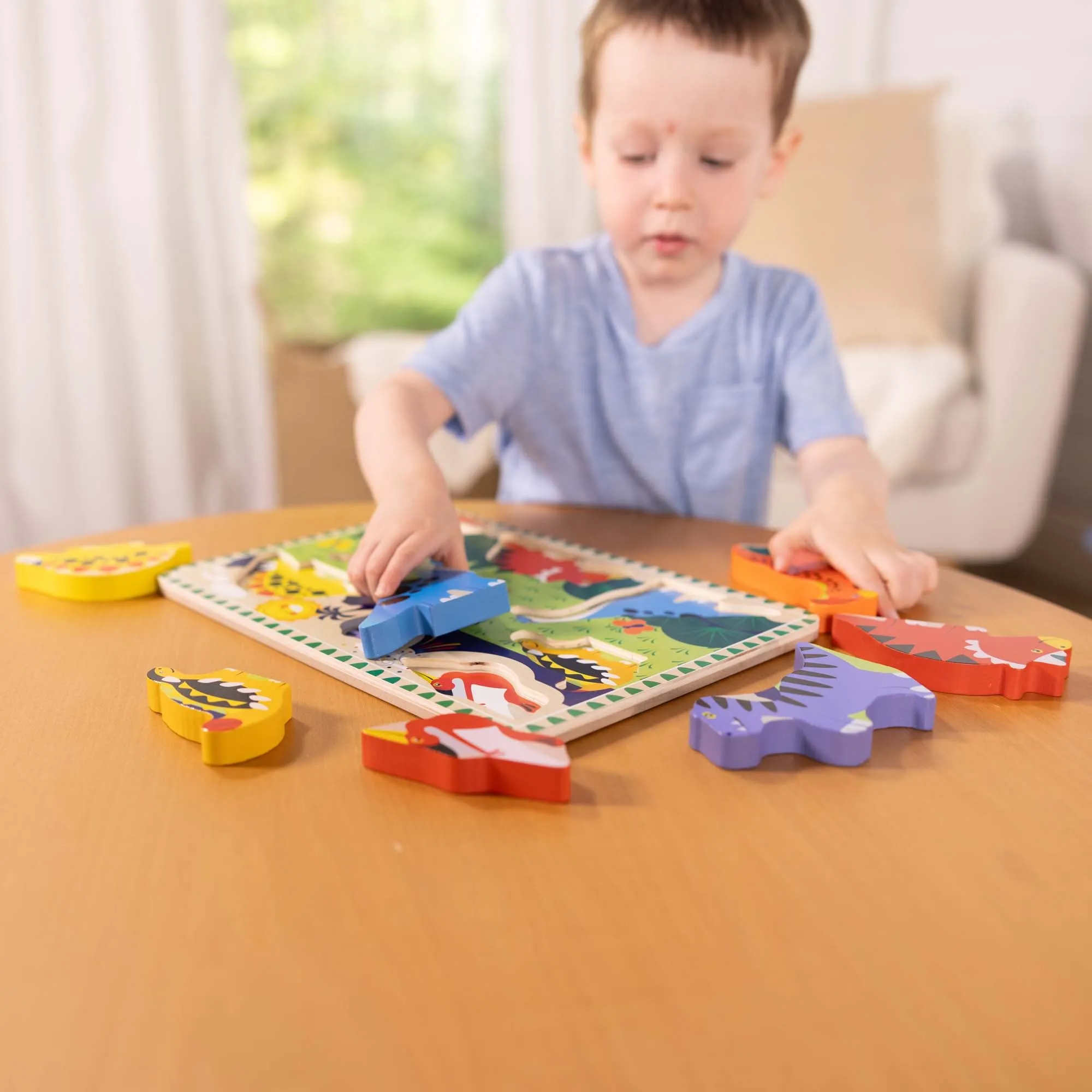 Melissa & Doug Dinosaur Theme 7-Piece Wooden Chunky Puzzle