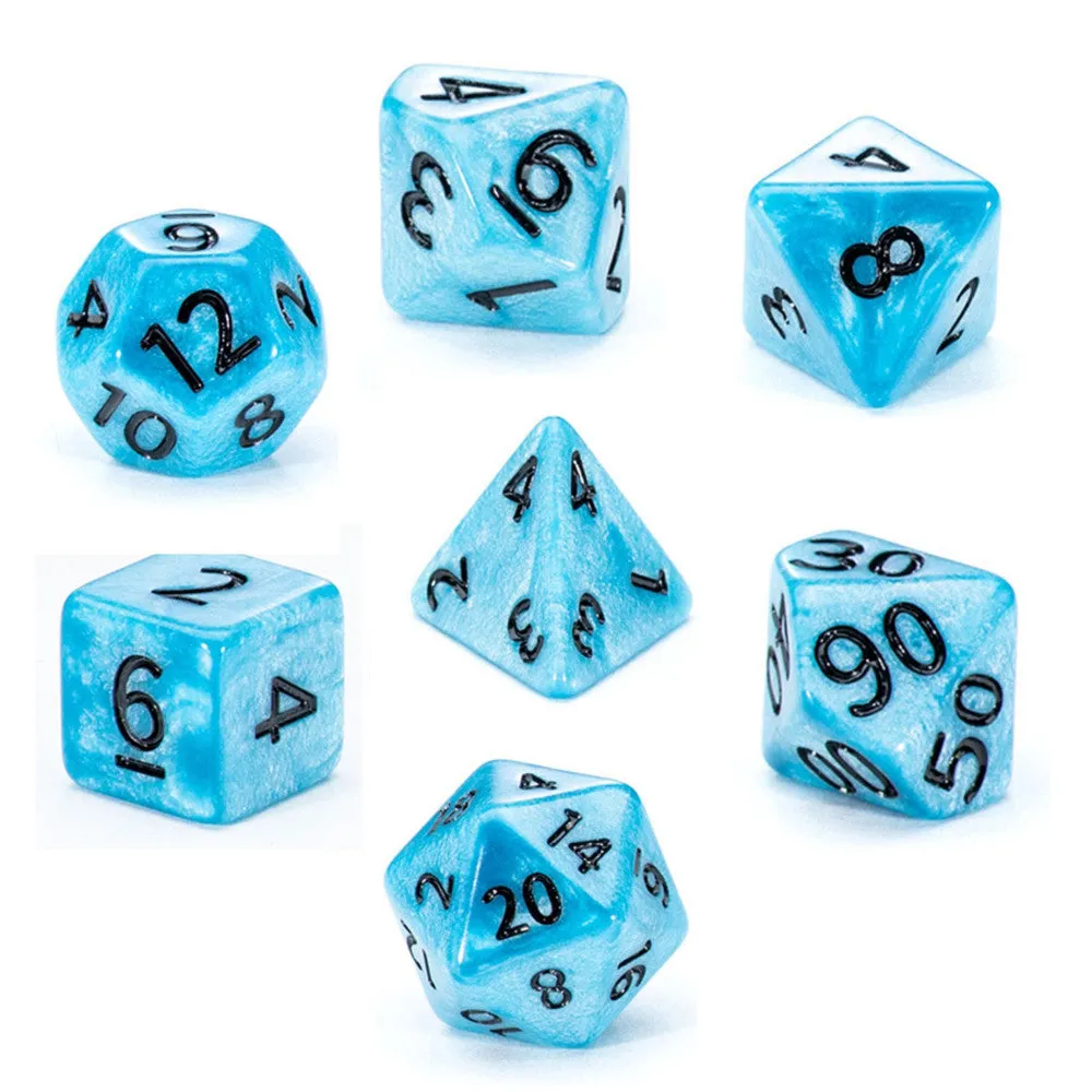 Mighty Tiny Dice: Sea Sparkle - 7 Piece Miniature RPG Dice Set, Glow In The Dark
