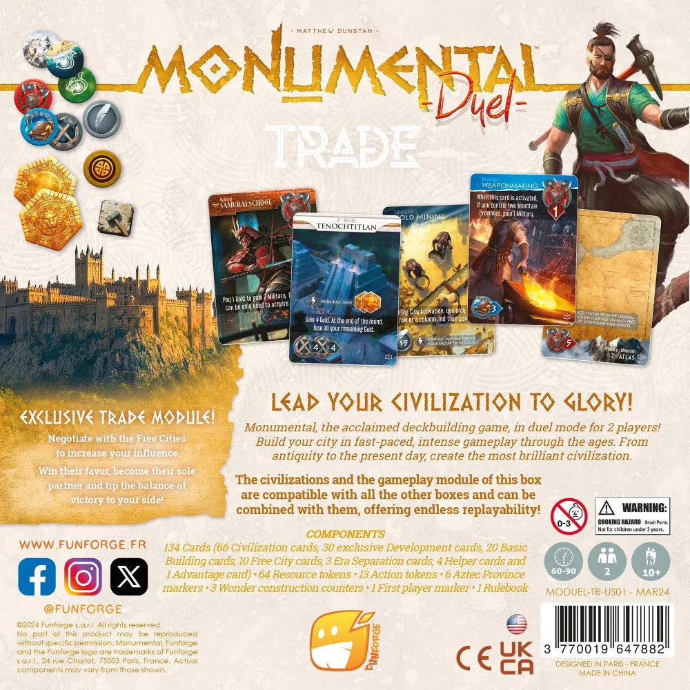 Monumental Duel: Trade - Epic Civilization Board Game for Two
