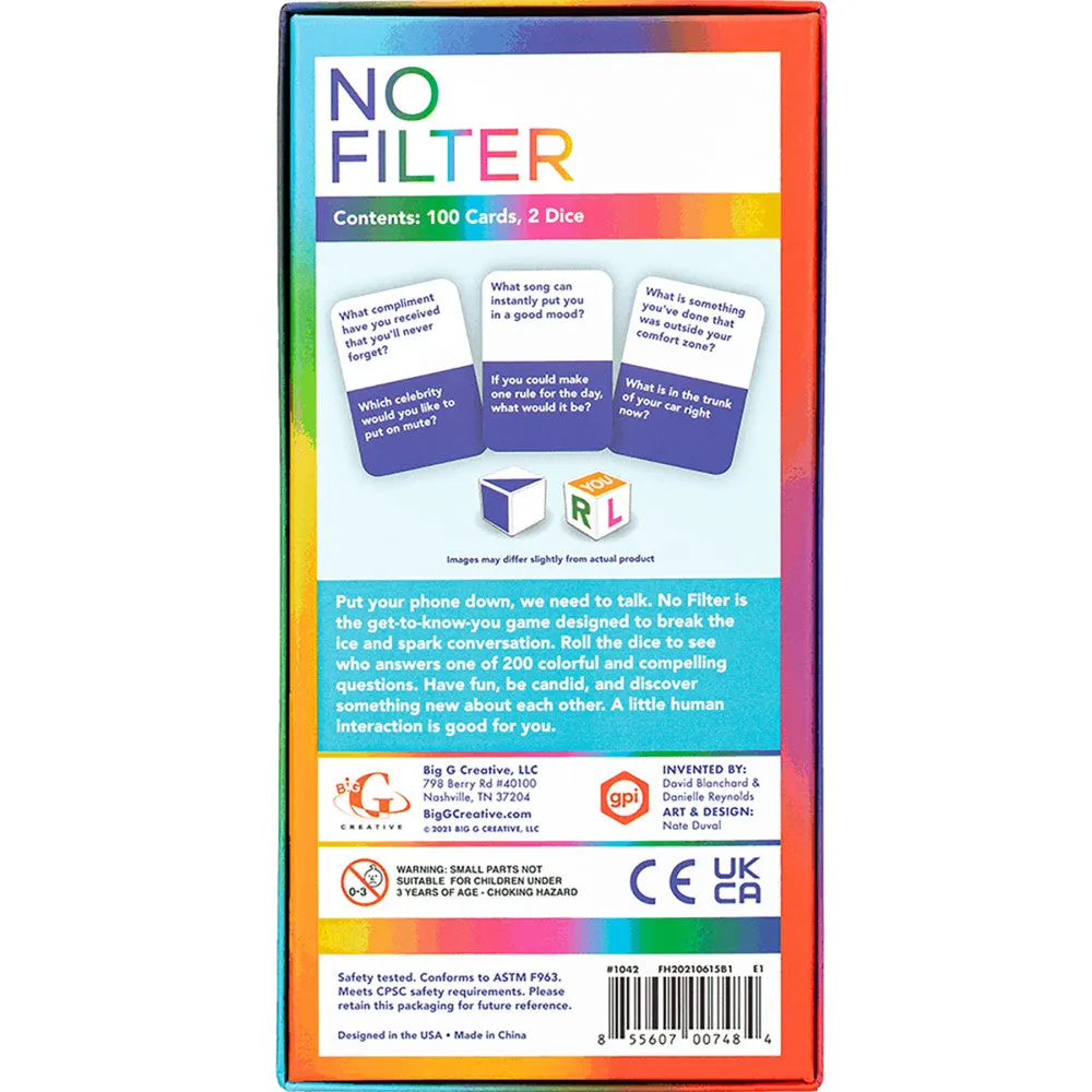 No Filter Candid Conversation Game by Big G Creative, 3  Players, Ages 12 