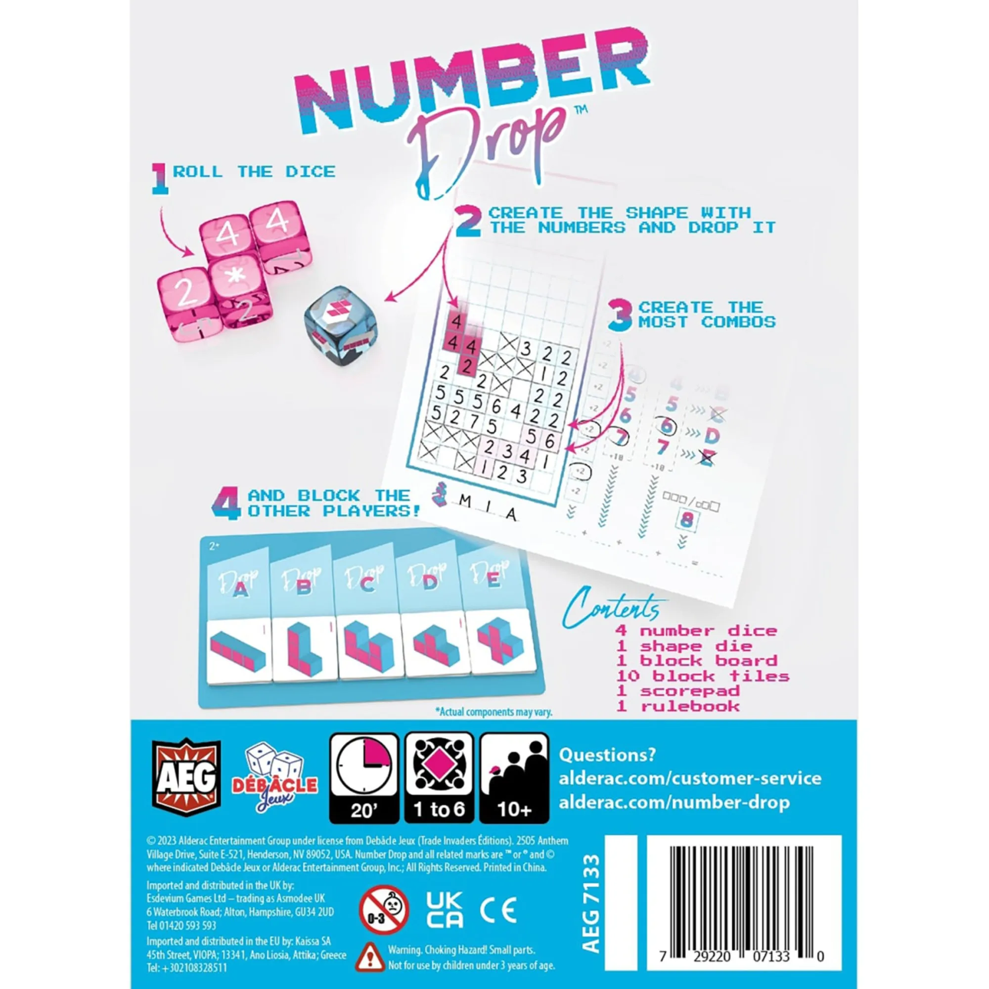 Number Drop Retro Edition Roll & Write Strategy Game