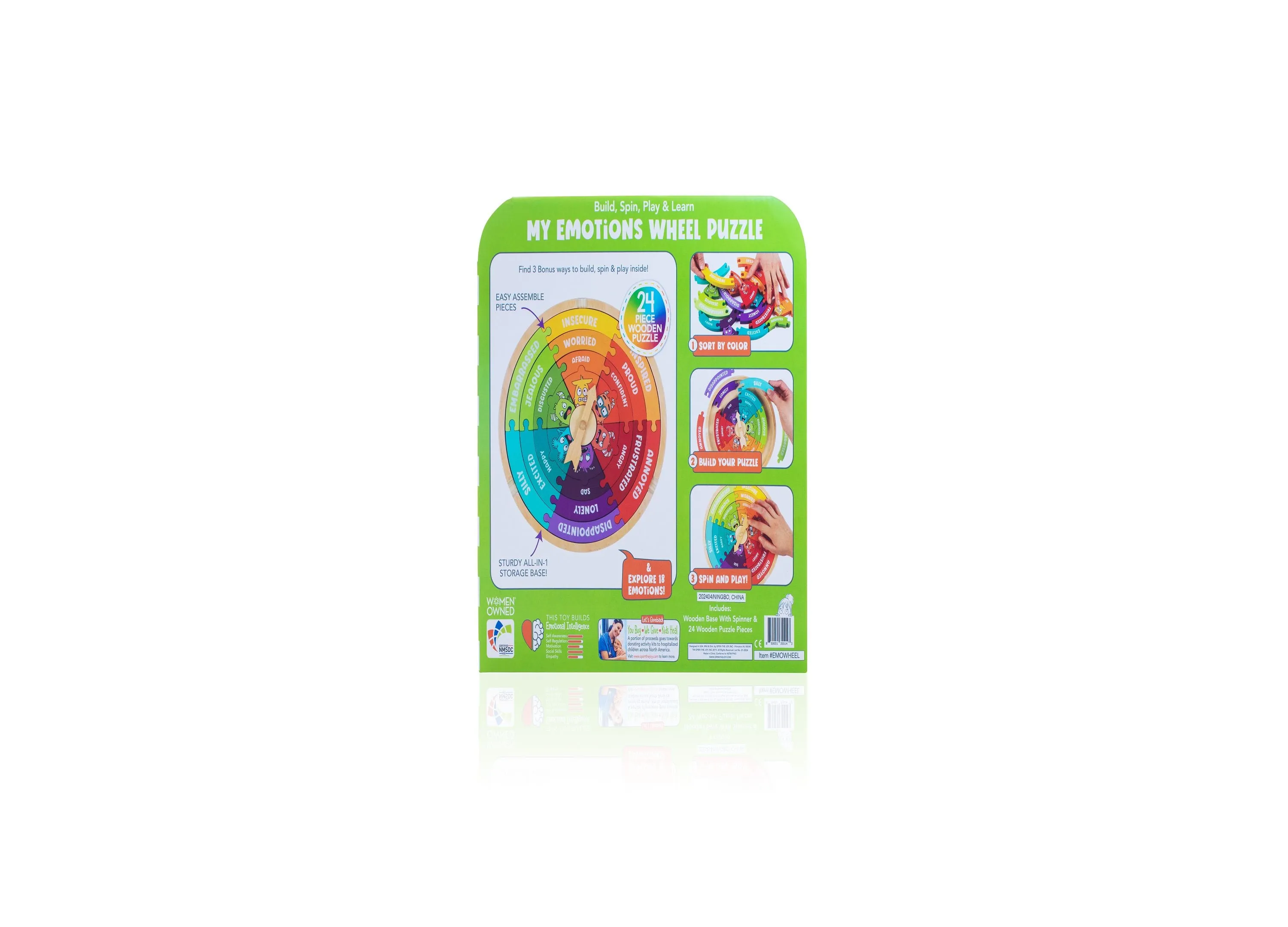 Open The Joy 3-in-1 My Emotions Wheel Wooden Puzzle - 24 pc