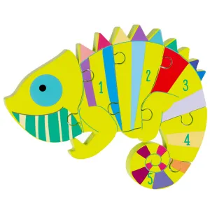 Orange Tree Toys Chameleon 6-Piece Wooden Number Puzzle - Ages 1 