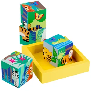 Orange Tree Toys Jungle Animals Wooden Block Puzzle - Ages 12 Months 