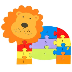Orange Tree Toys Lion Number Puzzle - 11-Piece Educational Wooden Set, Ages 1 