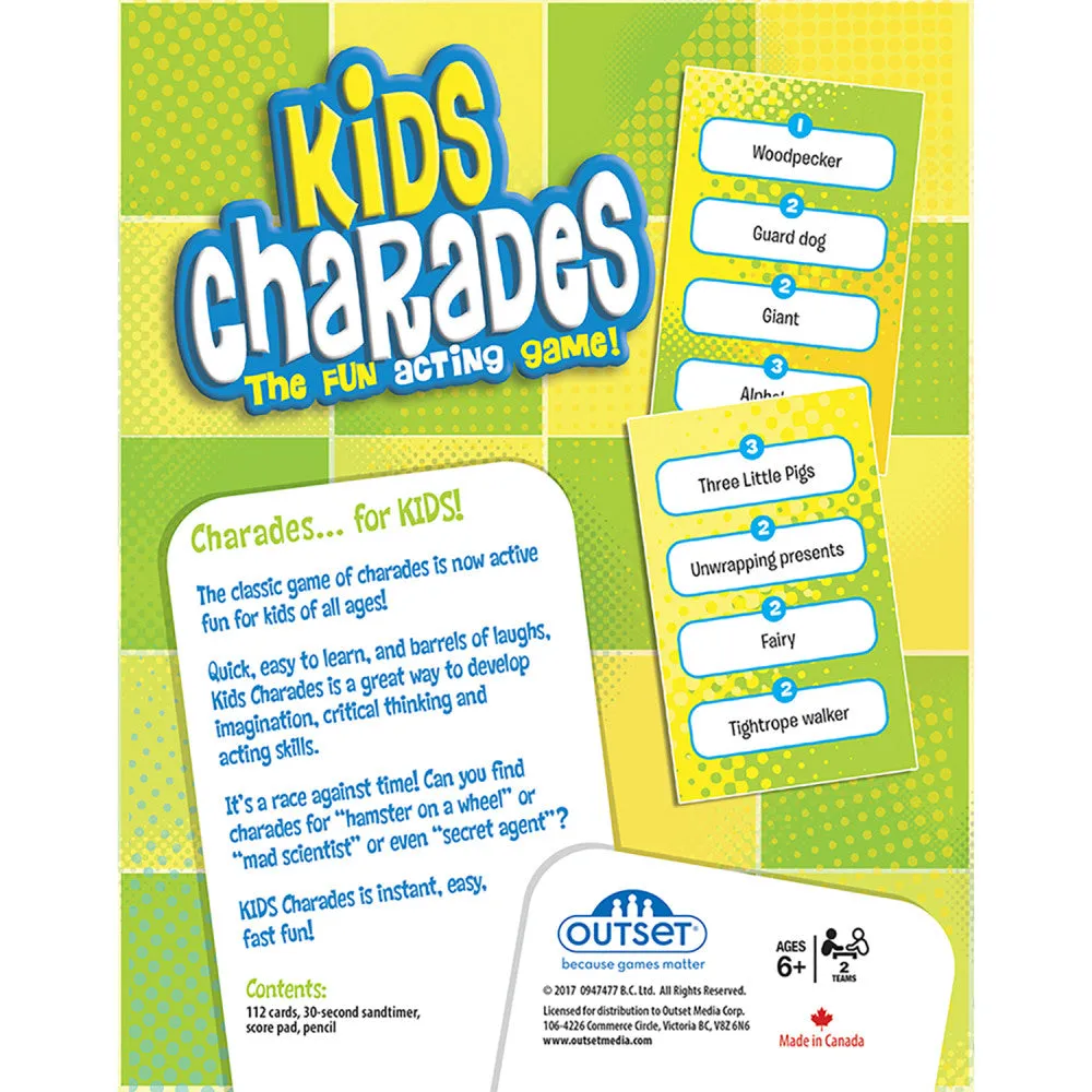 Outset Media Kids Charades Game - New Box Size, 300 Fun Options for Ages 6 