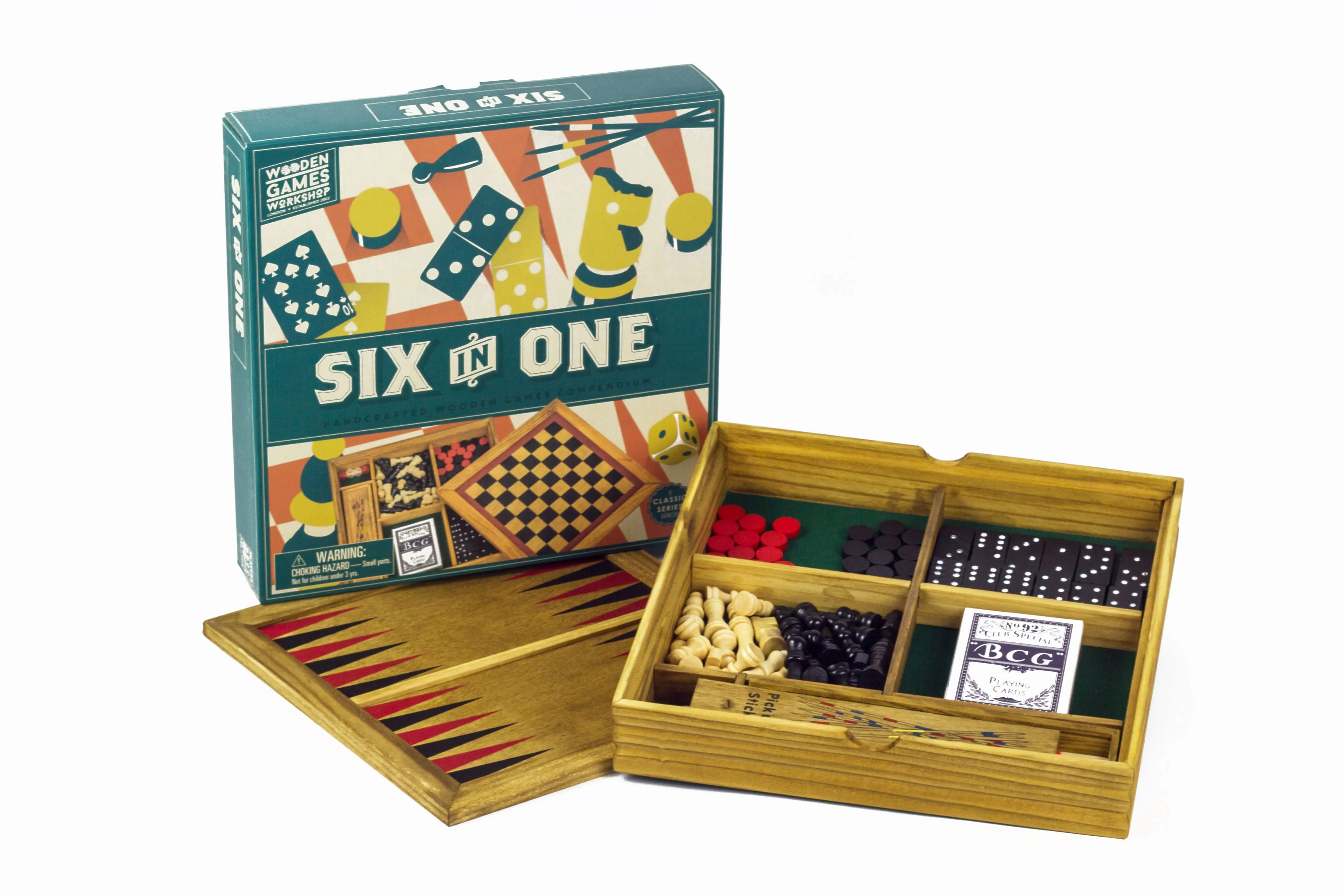 Professor Puzzle 6-in-1 Wooden Games Compendium