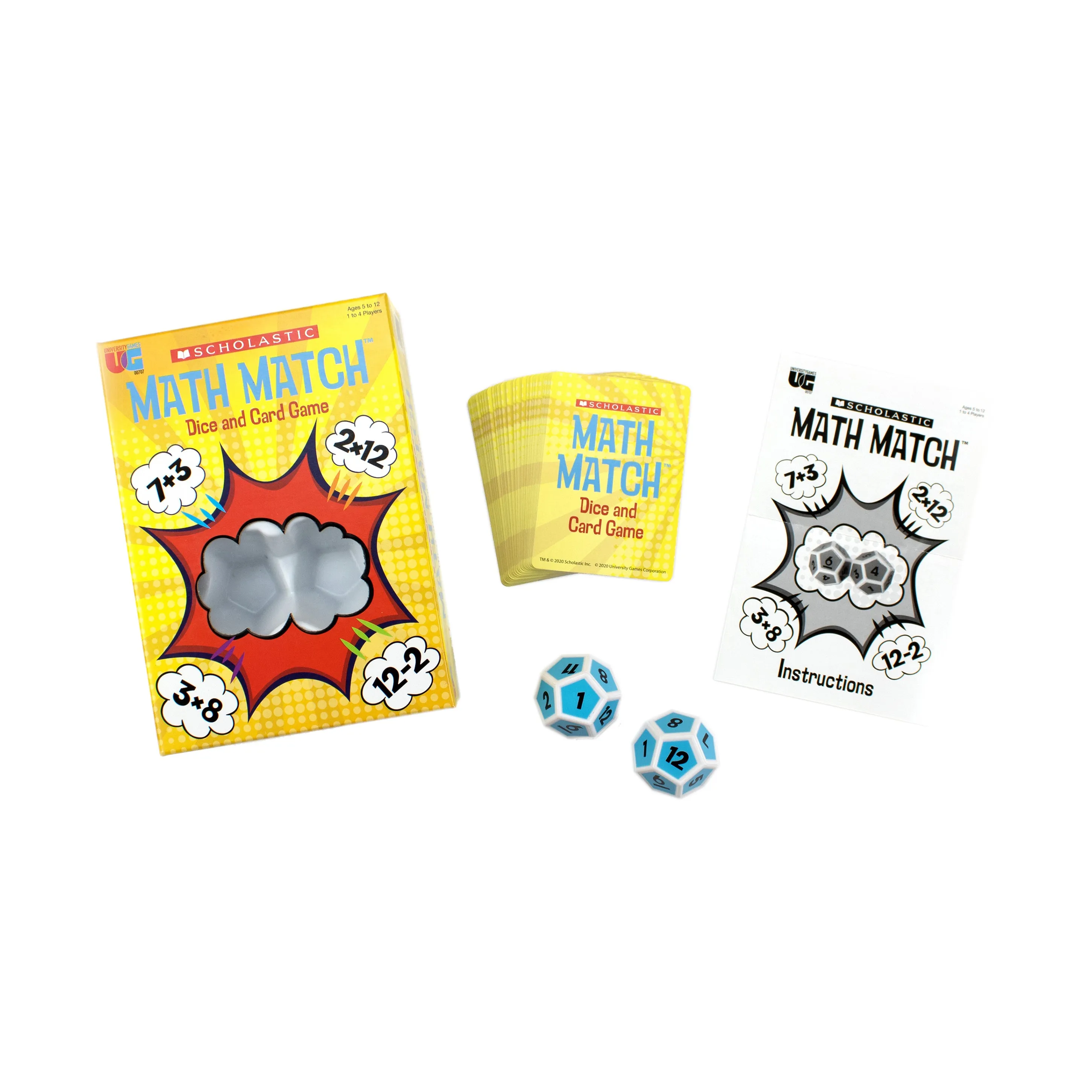 Scholastic Math Match Dice and Card Game - Educational Fun for Ages 6 