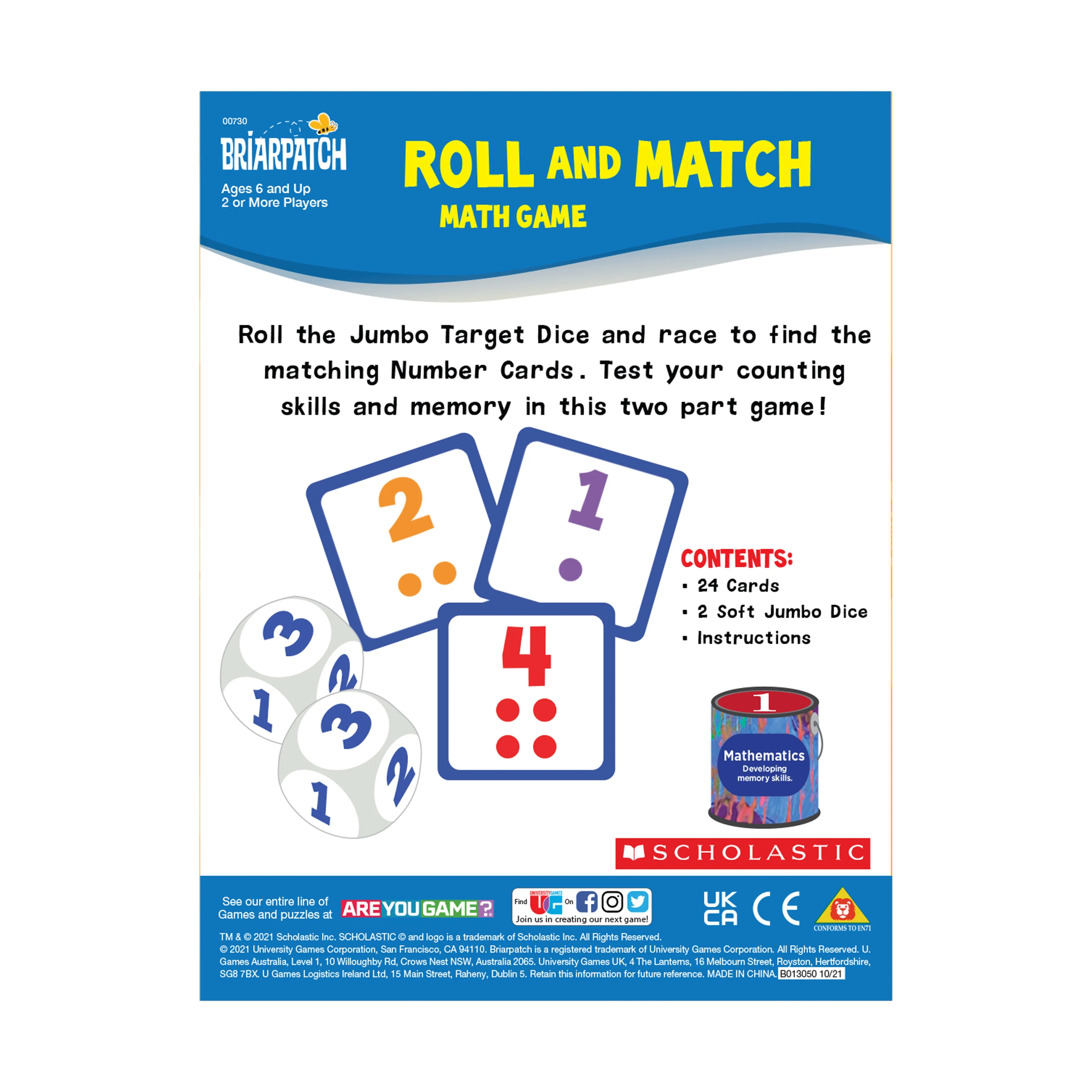 Scholastic Roll and Match Math Game - Dice and Number Fun