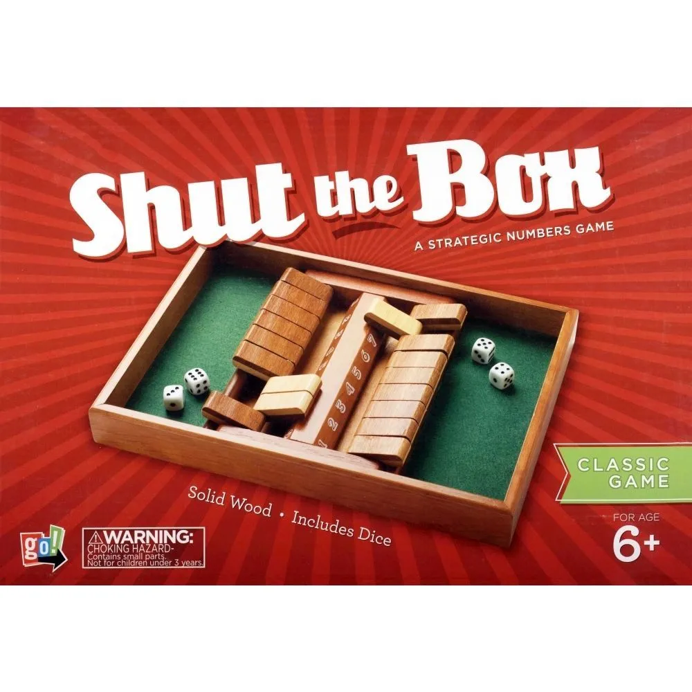 Shut the Box 4-Way Play Wooden Dice Game