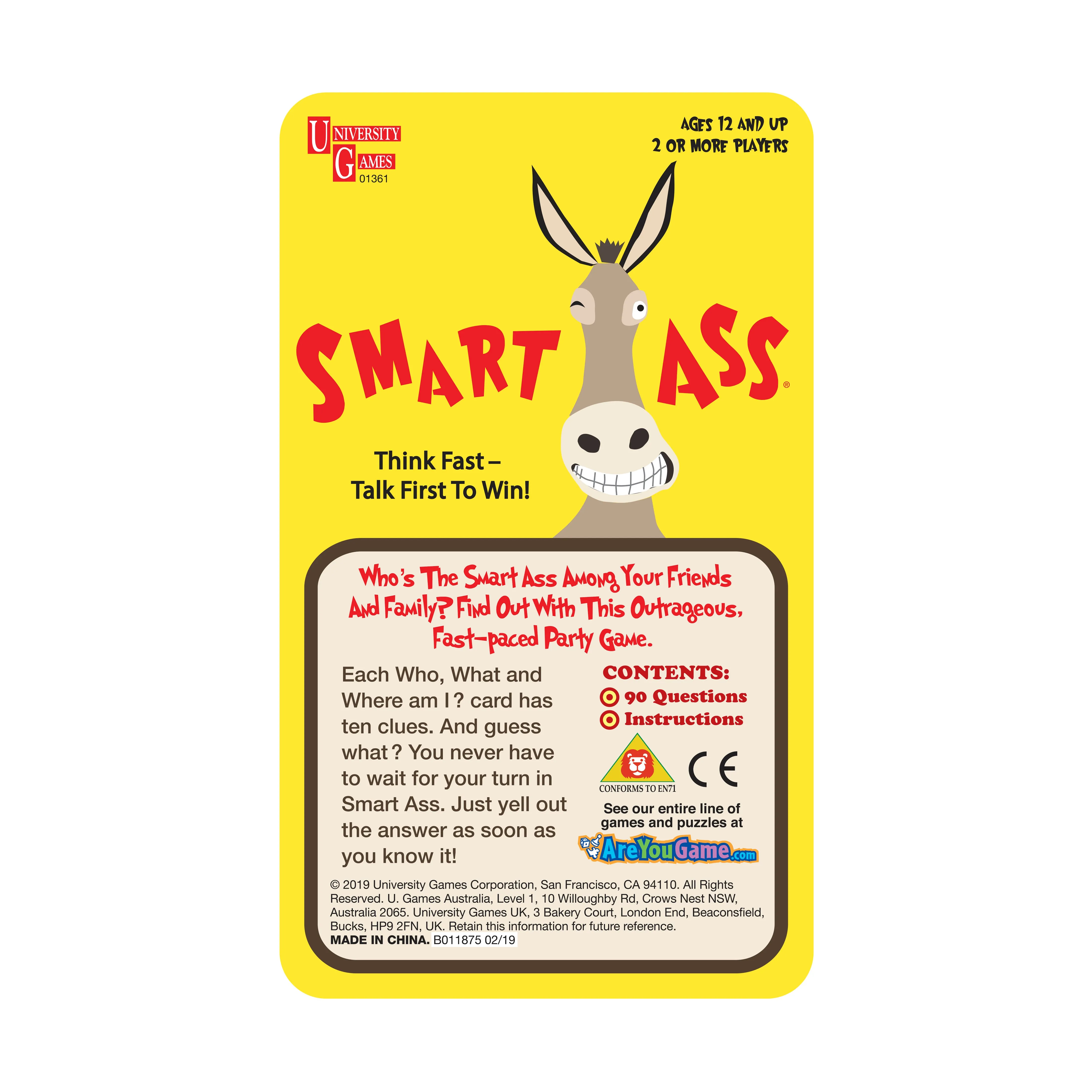 Smart Ass Quick-Fire Party Card Game and Booster Set
