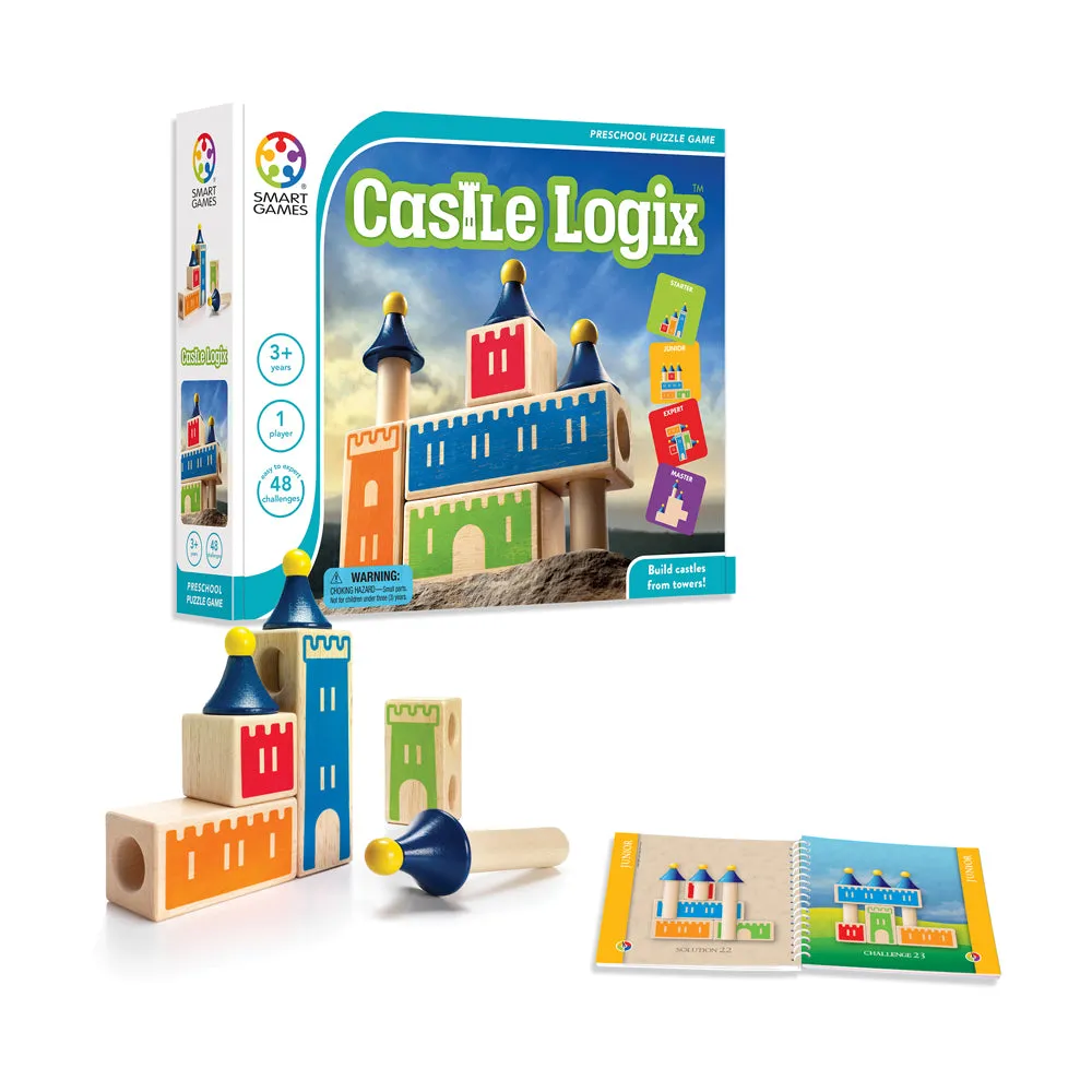 SmartGames Castle Logix Wooden Puzzle Game - Educational Brain Game for Kids