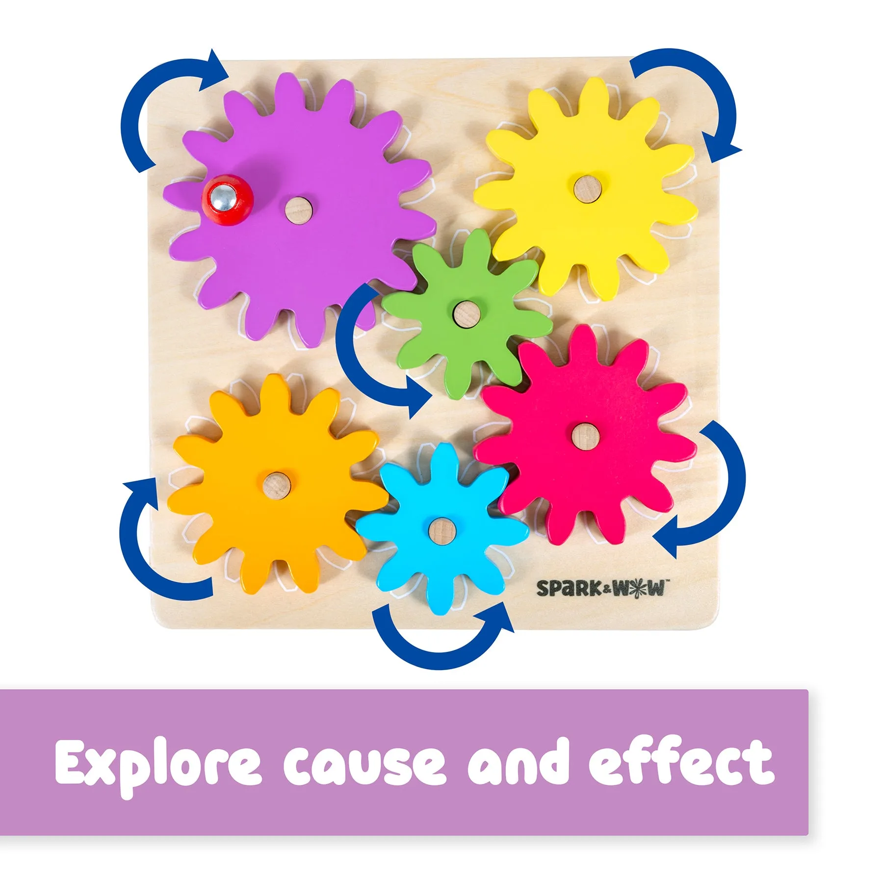 Spark & Wow Spinny Gears - Vibrant Wooden Gear Puzzle
