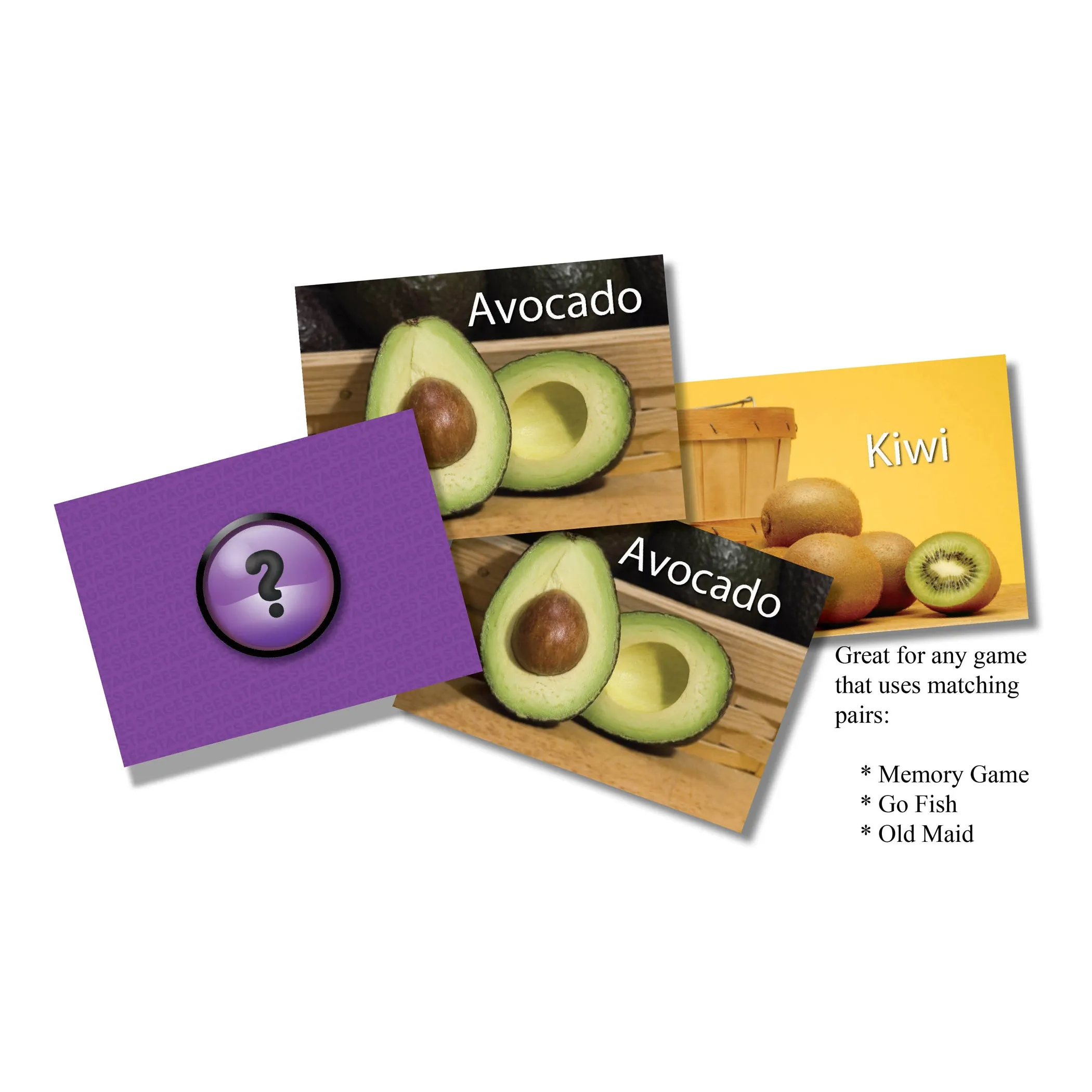 Stages Learning Materials - Photographic Memory Matching Game - Fruit & Vegetables - Pack of 3