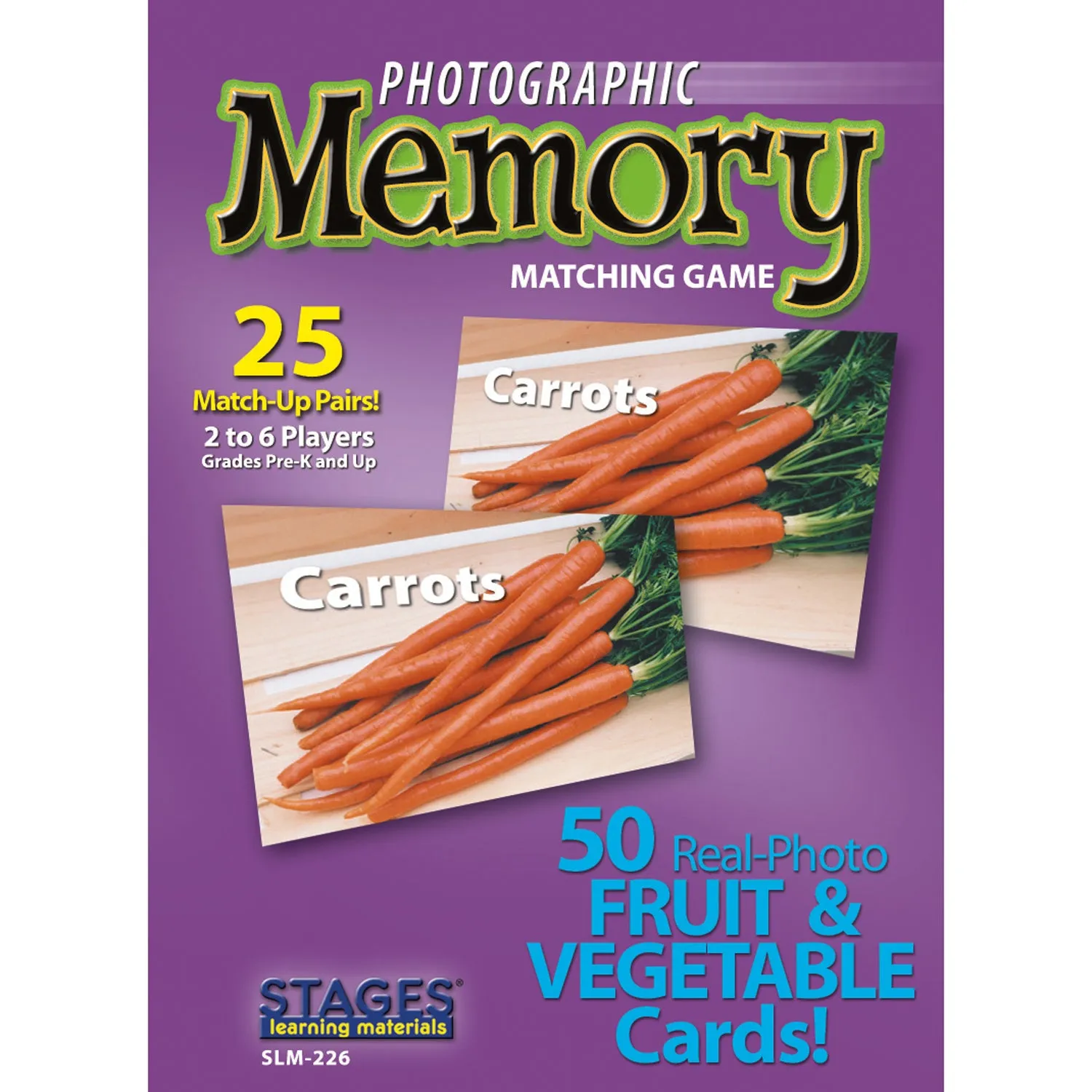 Stages Learning Materials - Photographic Memory Matching Game - Fruit & Vegetables - Pack of 3