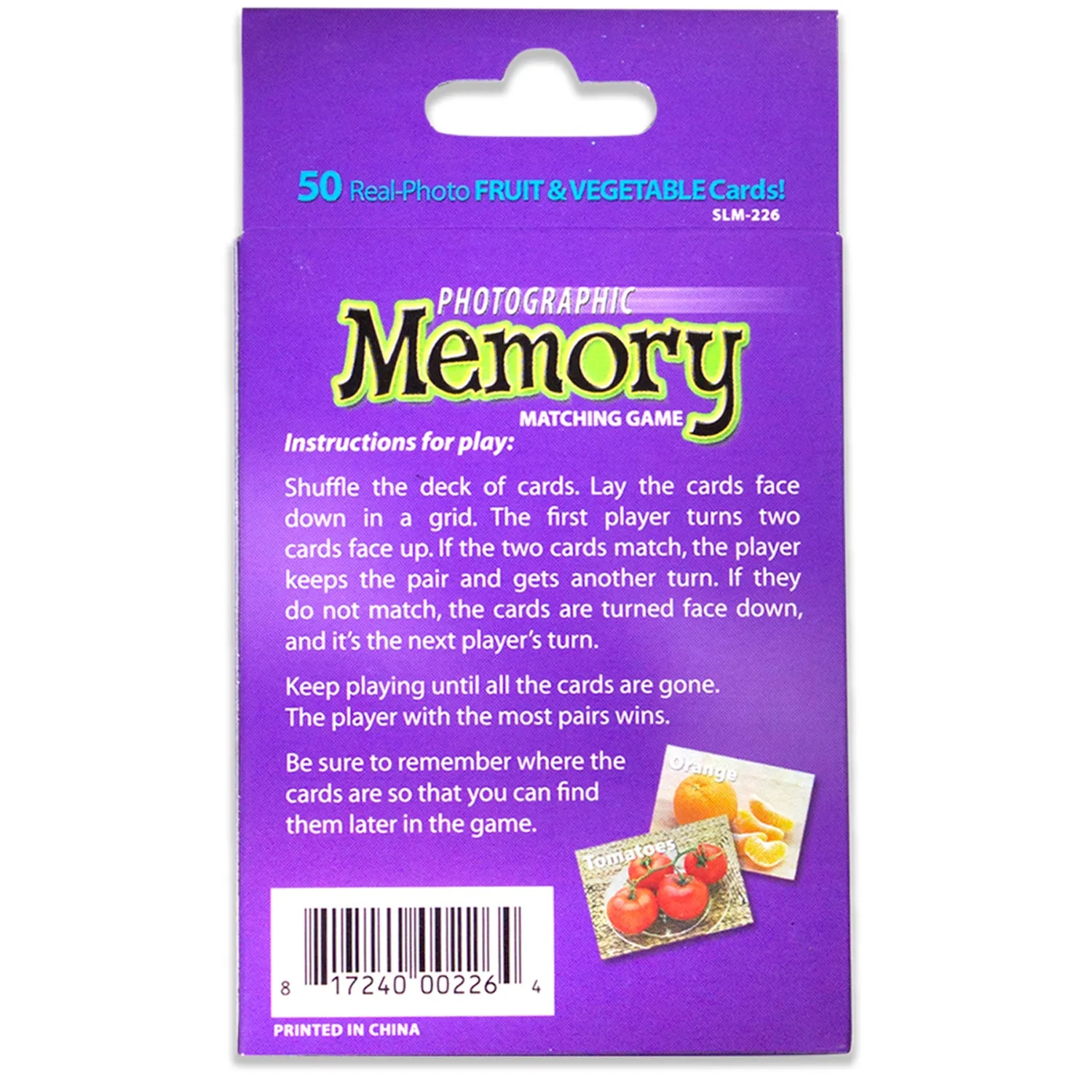 Stages Learning Materials - Photographic Memory Matching Game - Fruit & Vegetables - Pack of 3