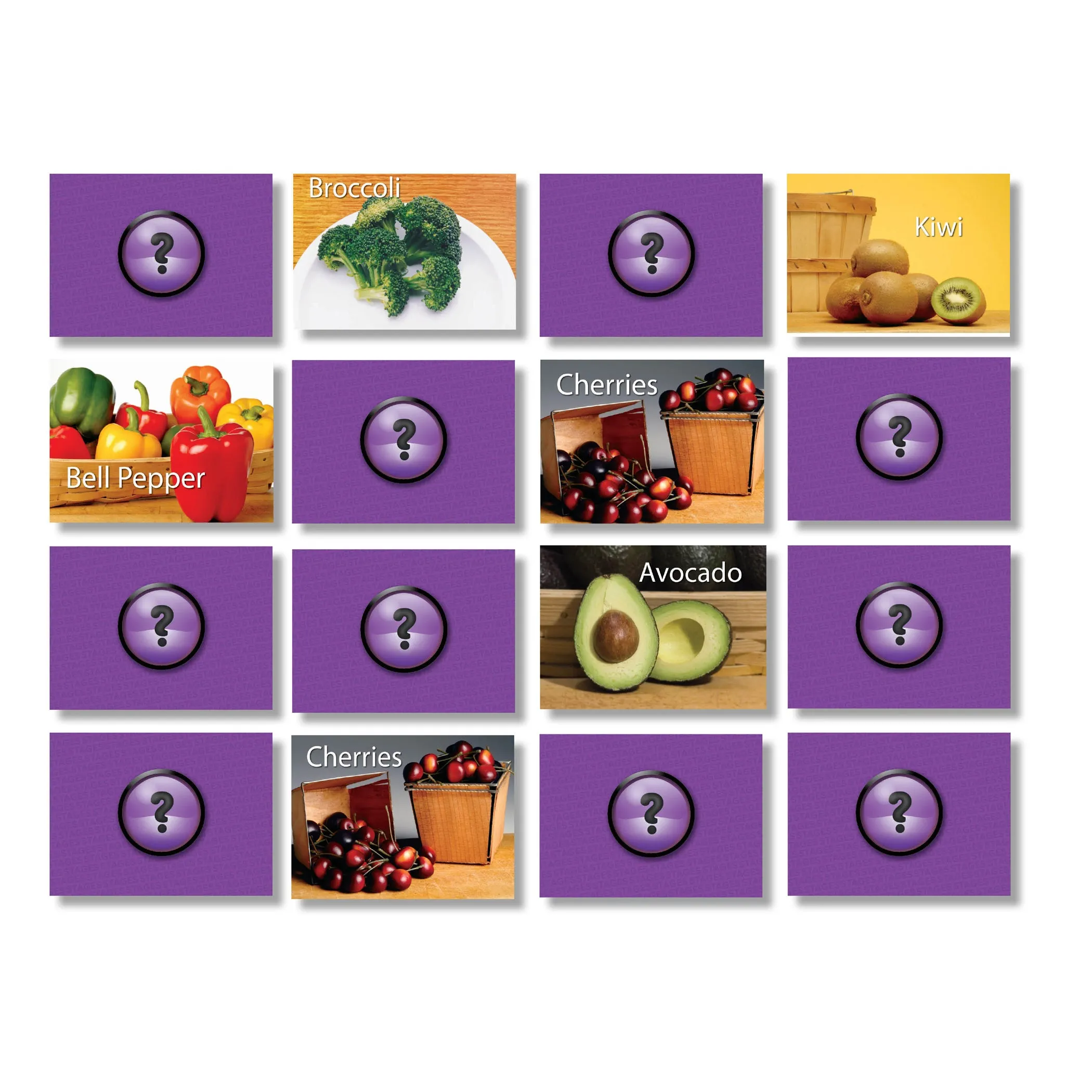 Stages Learning Materials - Photographic Memory Matching Game - Fruit & Vegetables - Pack of 3