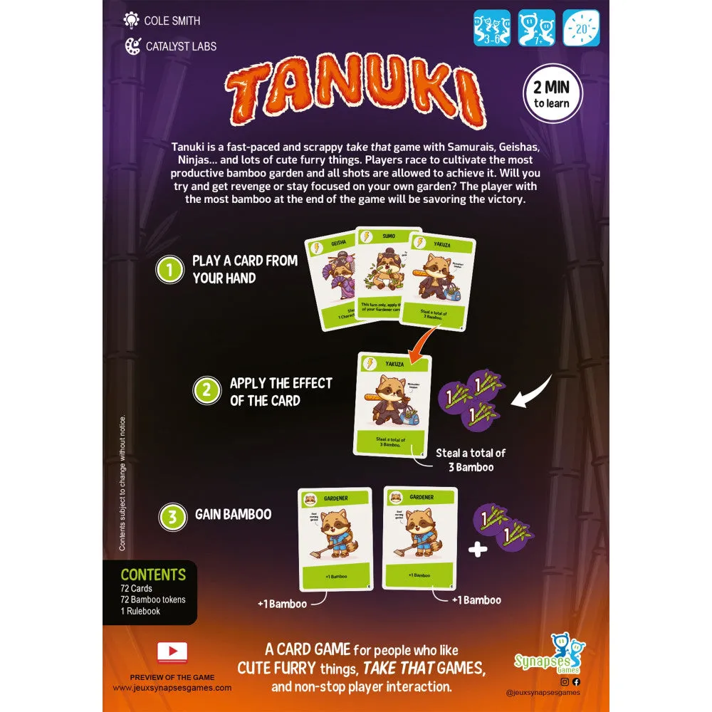 Tanuki: Family Take-That Card Game by Synapses Games, Ages 7 , 3-8 Players